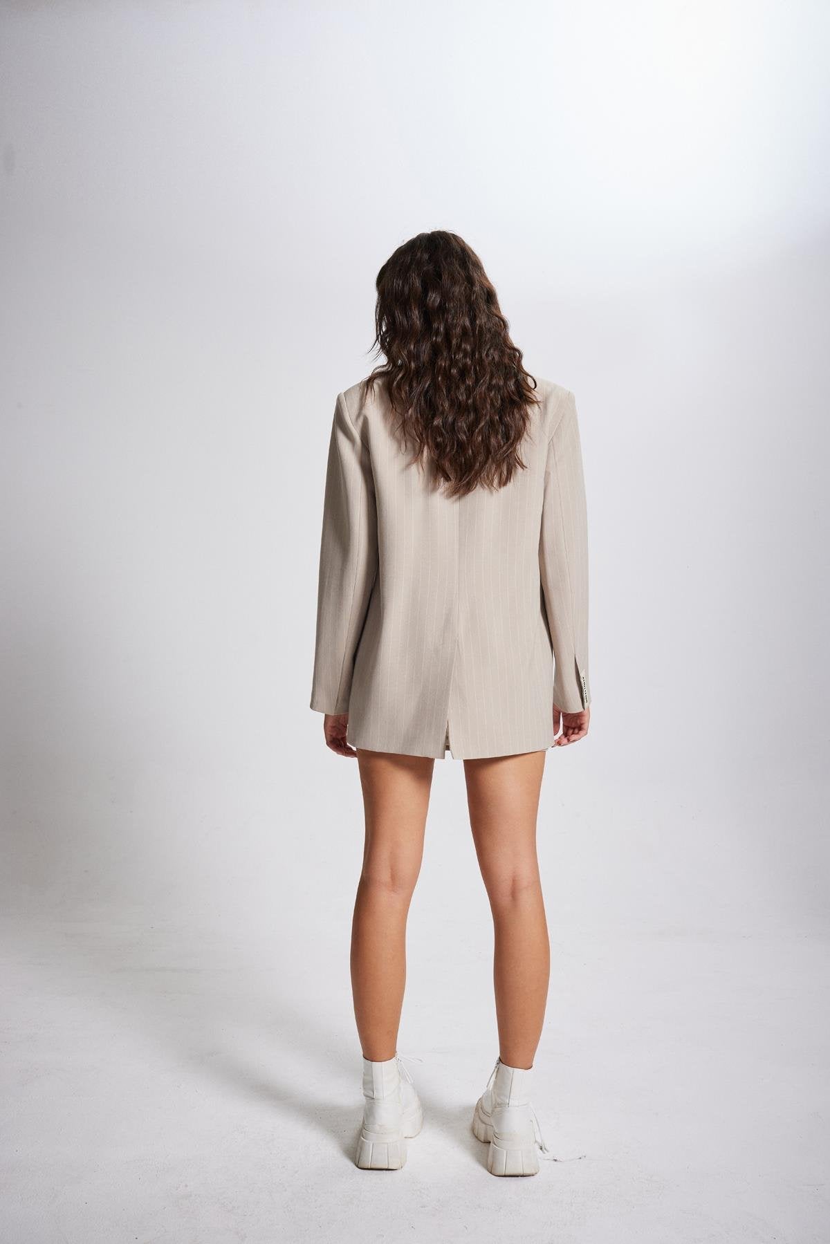 Striped Blazer Ceket Bej