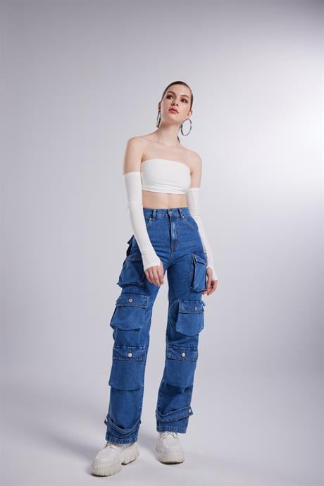 Cargo Jean Pantolon Mavi