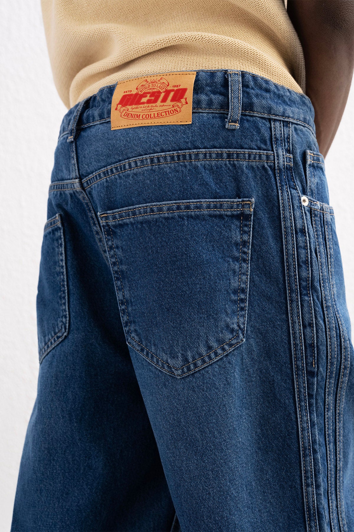 BAĞCIKLI REGULAR FIT MAVİ JEAN - MAVİ XXL
