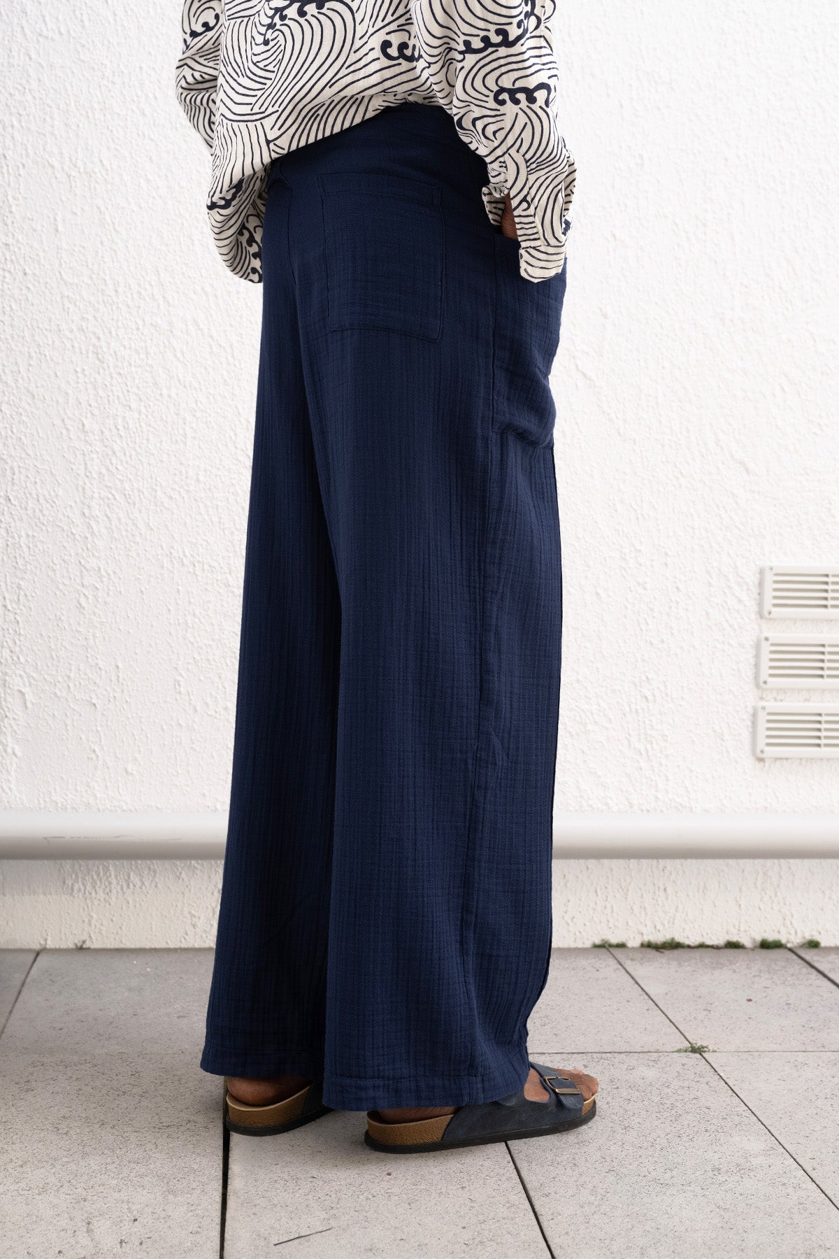 BAĞCIKLI BOHEM LACİVERT PANTOLON - LACİVERT XL