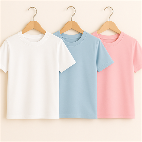 Basic Bisiklet Yaka Beyaz-Pembe-Mavi 3'lü T-shirt Beyaz-Pembe-Mavi 10 Yaş