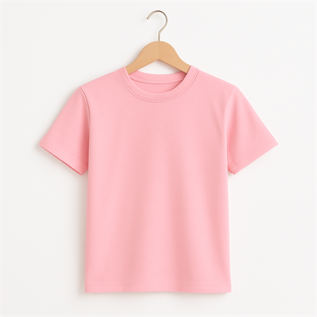 Basic Bisiklet Yaka Pembe T-shirt Pembe 4 Yaş