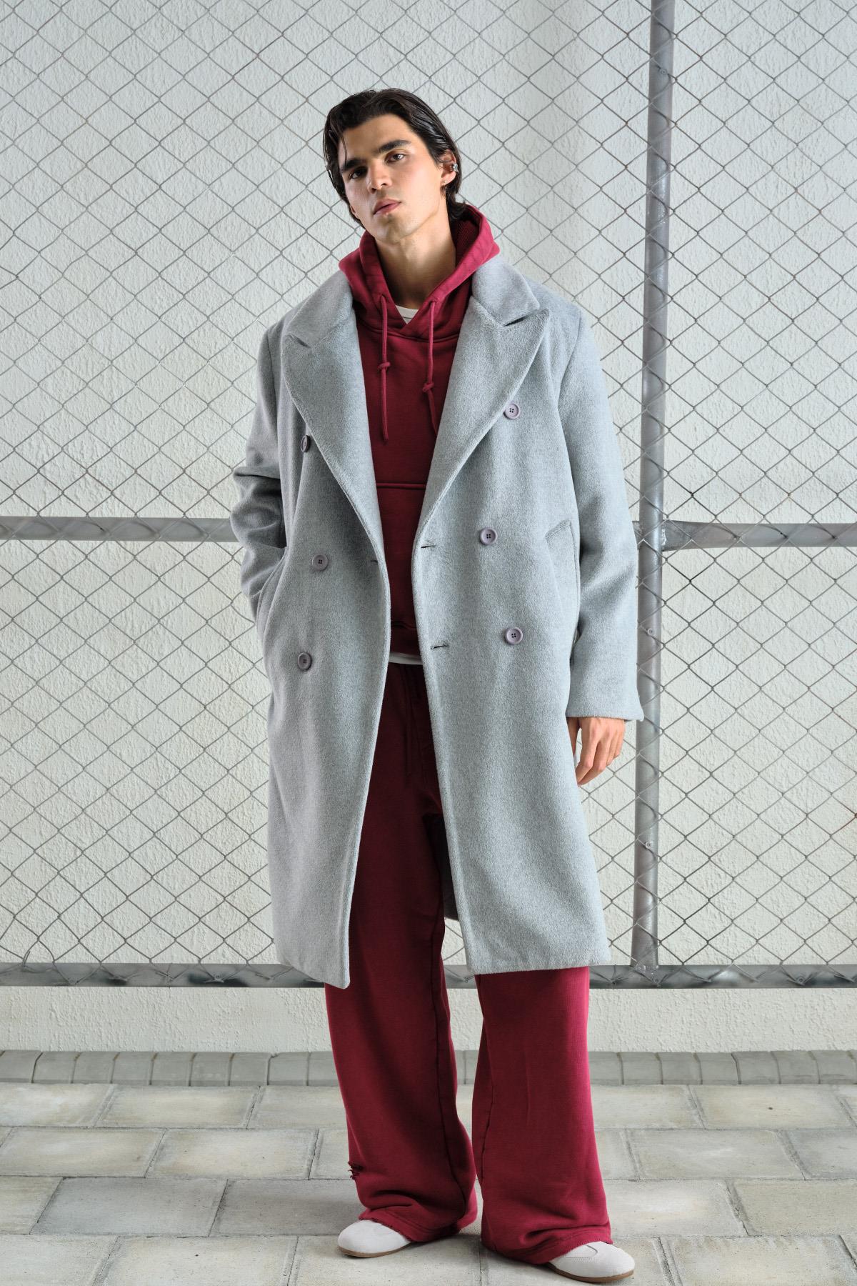 BASIC KAŞE GRİ KABAN