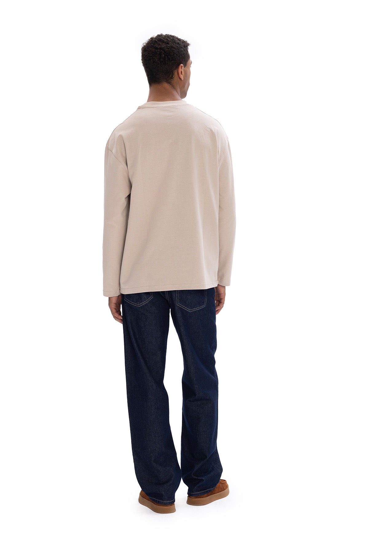 BASIC UZUN KOL T-SHIRT - BEJ - BEJ S