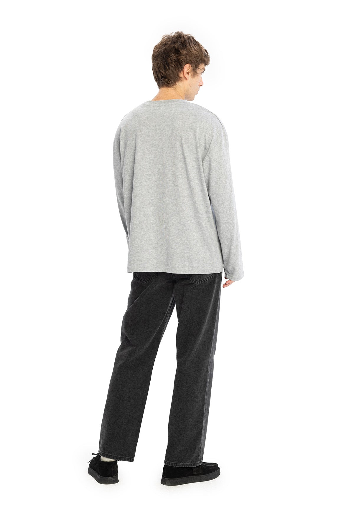 BASIC UZUN KOL T-SHIRT - GRİ - GRİ M