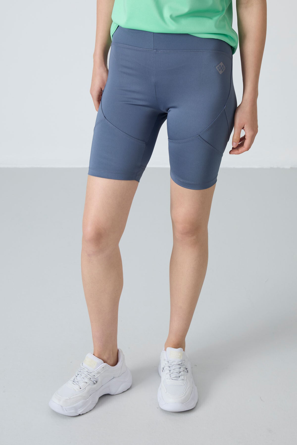 Petrol Esnek Standart Fit Performans Kadın Biker Tayt - 91013