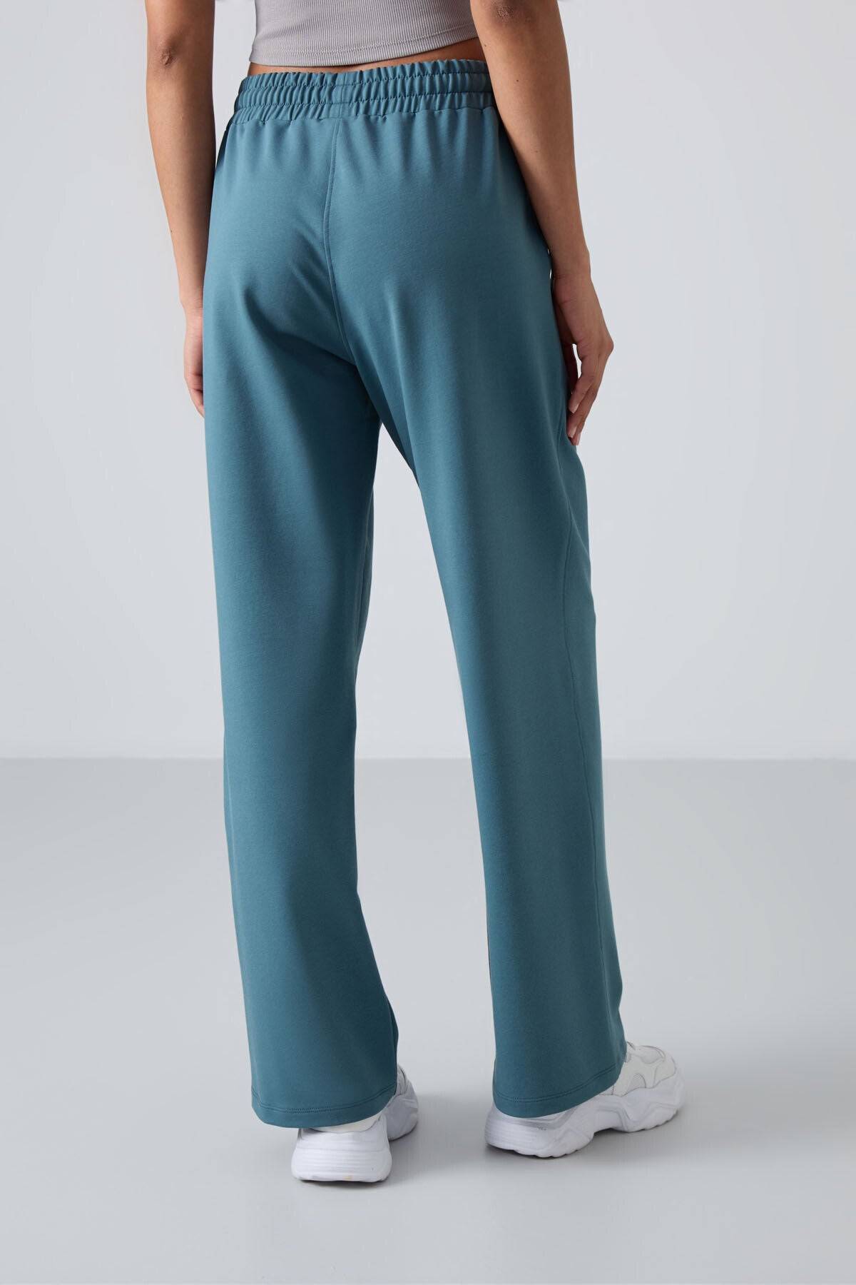 Orman Yeşili Yüksek Bel Cepli Rahat Form Geniş Paça Kadın Eşofman Alt - 94567