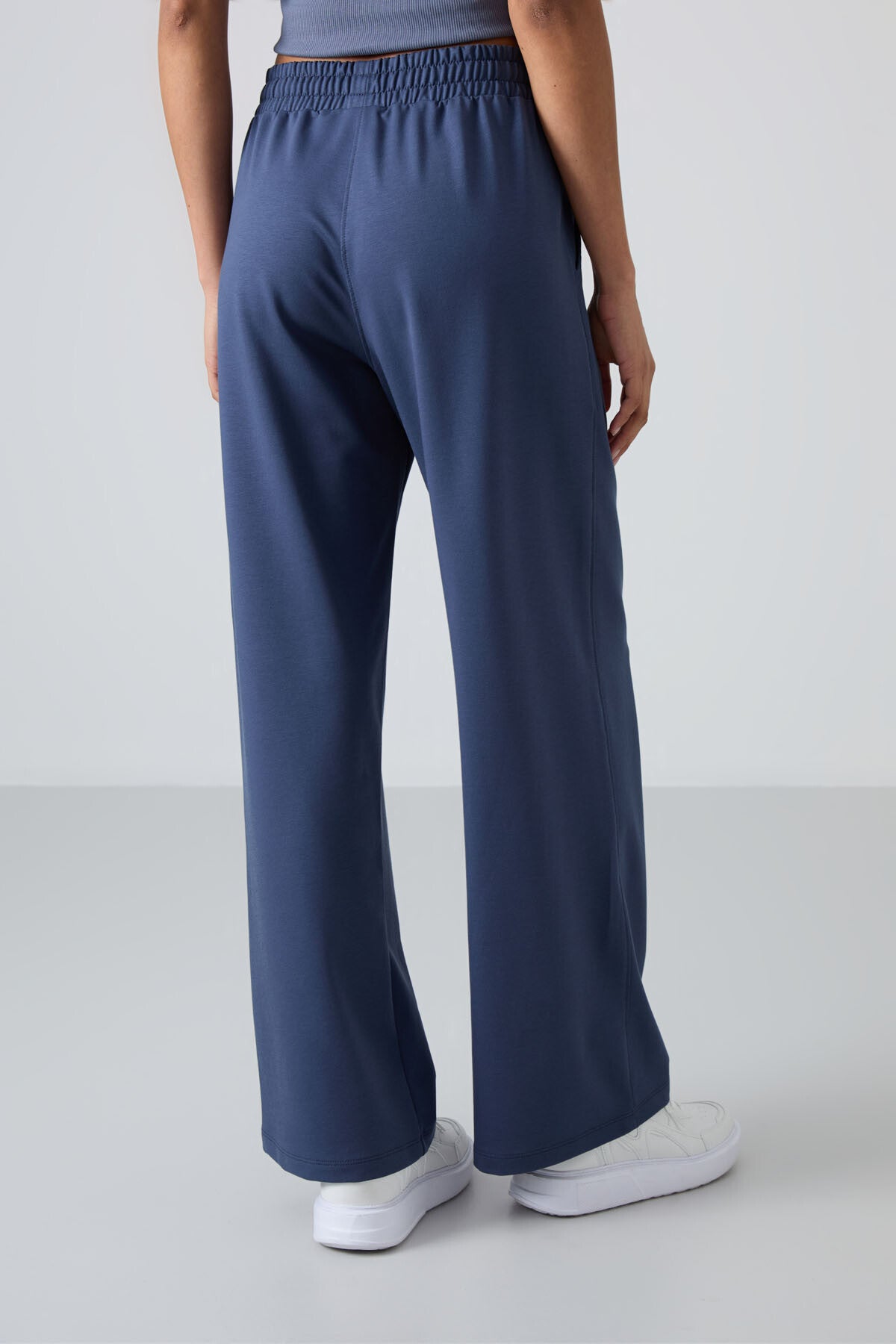 Petrol Yüksek Bel Cepli Rahat Form Geniş Paça Kadın Eşofman Alt - 94567