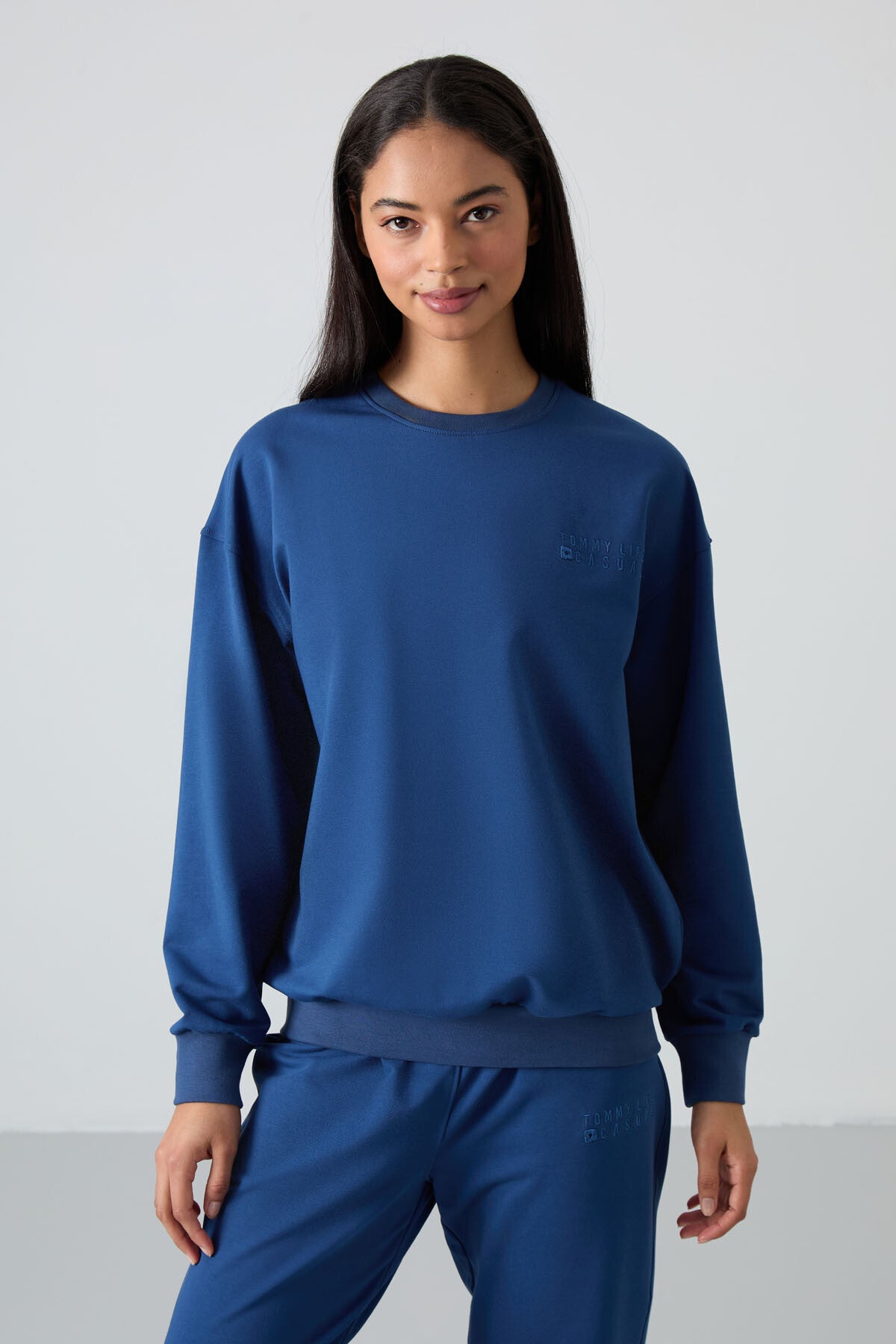 Parlament Basic Pamuklu O Yaka Oversize Lastik Paça Kadın Eşofman Takım - 95287