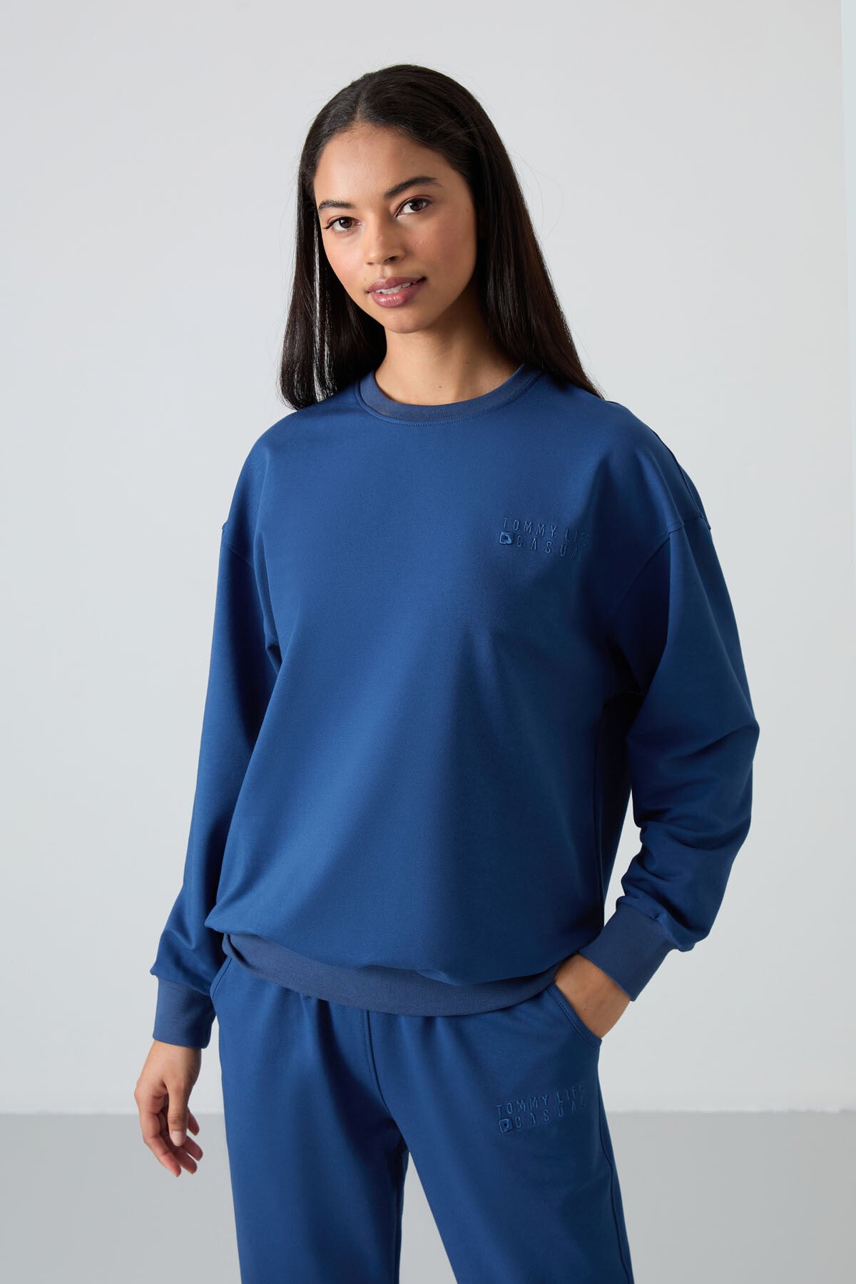 Parlament Basic Pamuklu O Yaka Oversize Lastik Paça Kadın Eşofman Takım - 95287