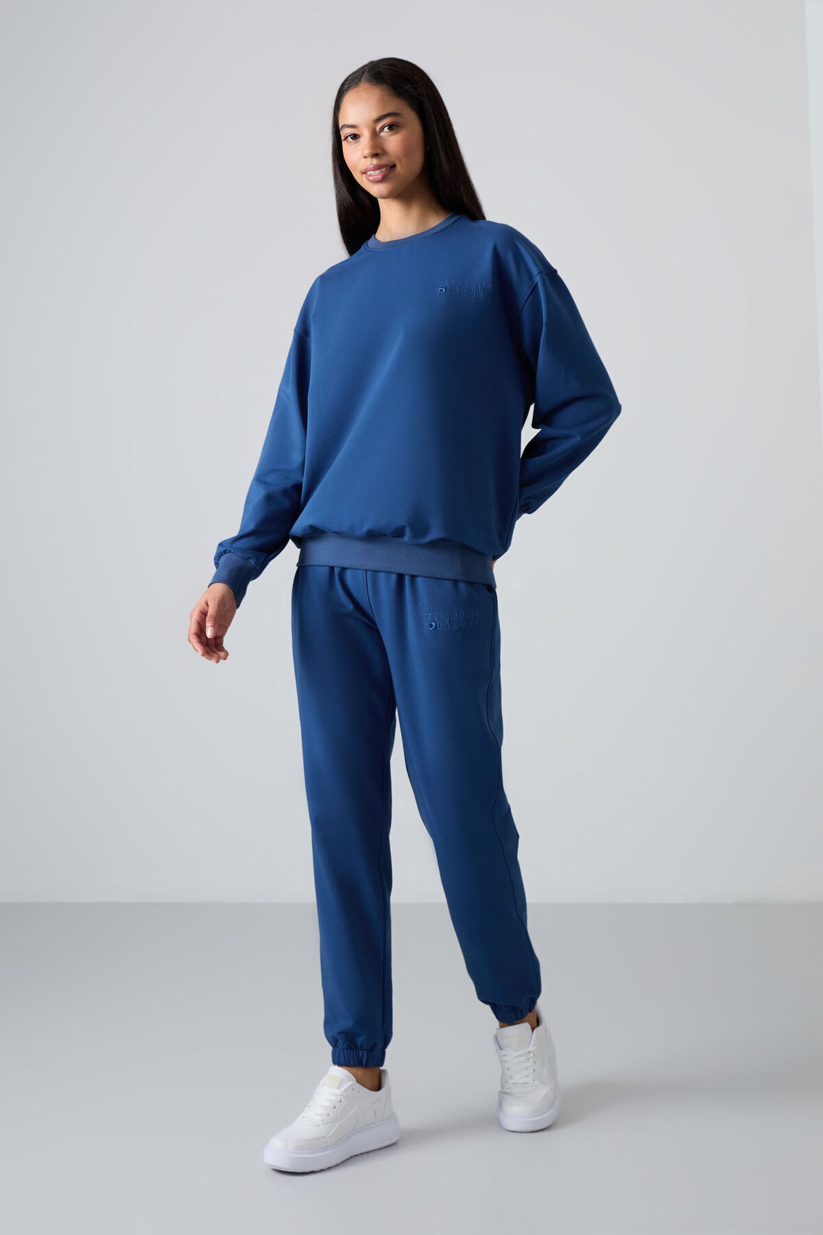 Parlament Basic Pamuklu O Yaka Oversize Lastik Paça Kadın Eşofman Takım - 95287