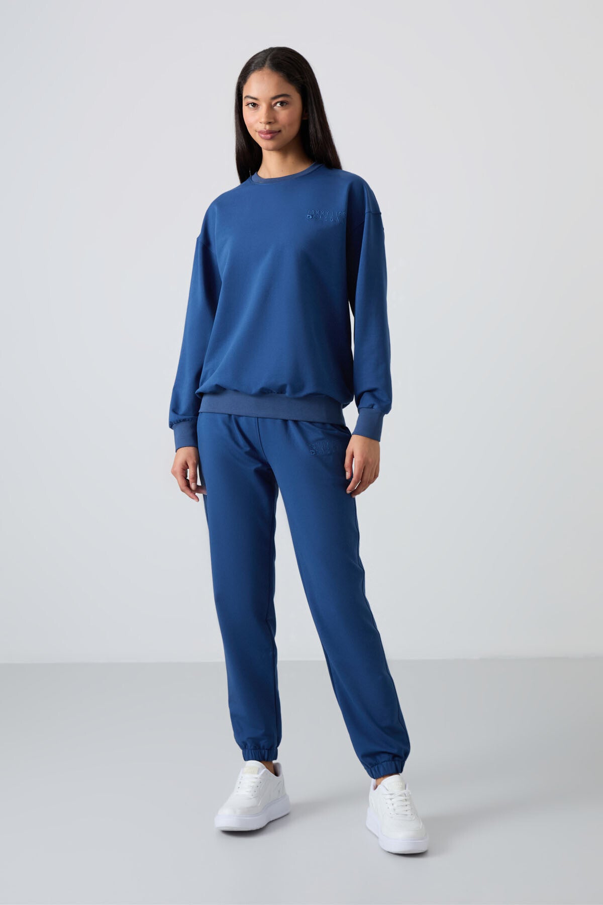 Parlament Basic Pamuklu O Yaka Oversize Lastik Paça Kadın Eşofman Takım - 95287