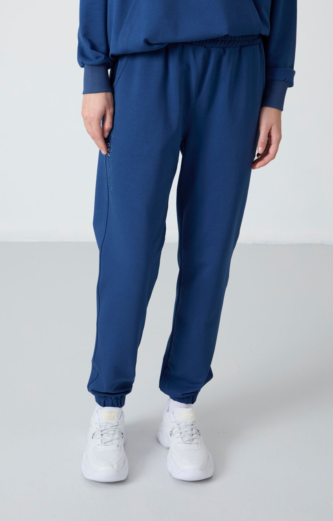 Parlament Kapüşonlu Kanguru Cep Oversize Lastik Paça Kadın Eşofman Takımı - 95288