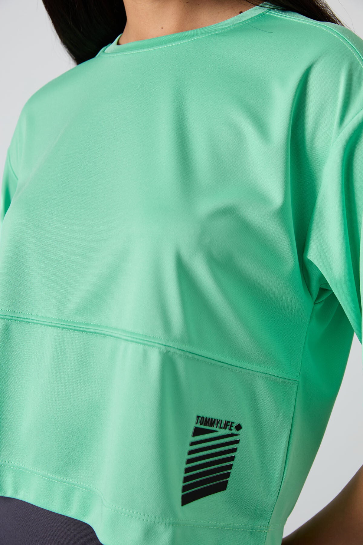 Su Yeşili Nefes Alan Dokulu İnce Esnek Oversize Fit Performans Kadın T-Shirt - 97284