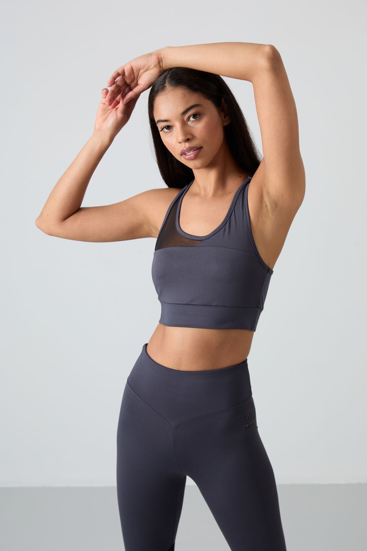 Antrasit Esnek Standart Fit Performans Kadın Tayt Takım - 95331