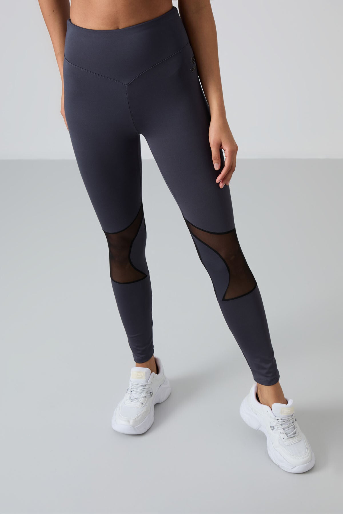 Antrasit Esnek Standart Fit Performans Kadın Tayt Takım - 95331