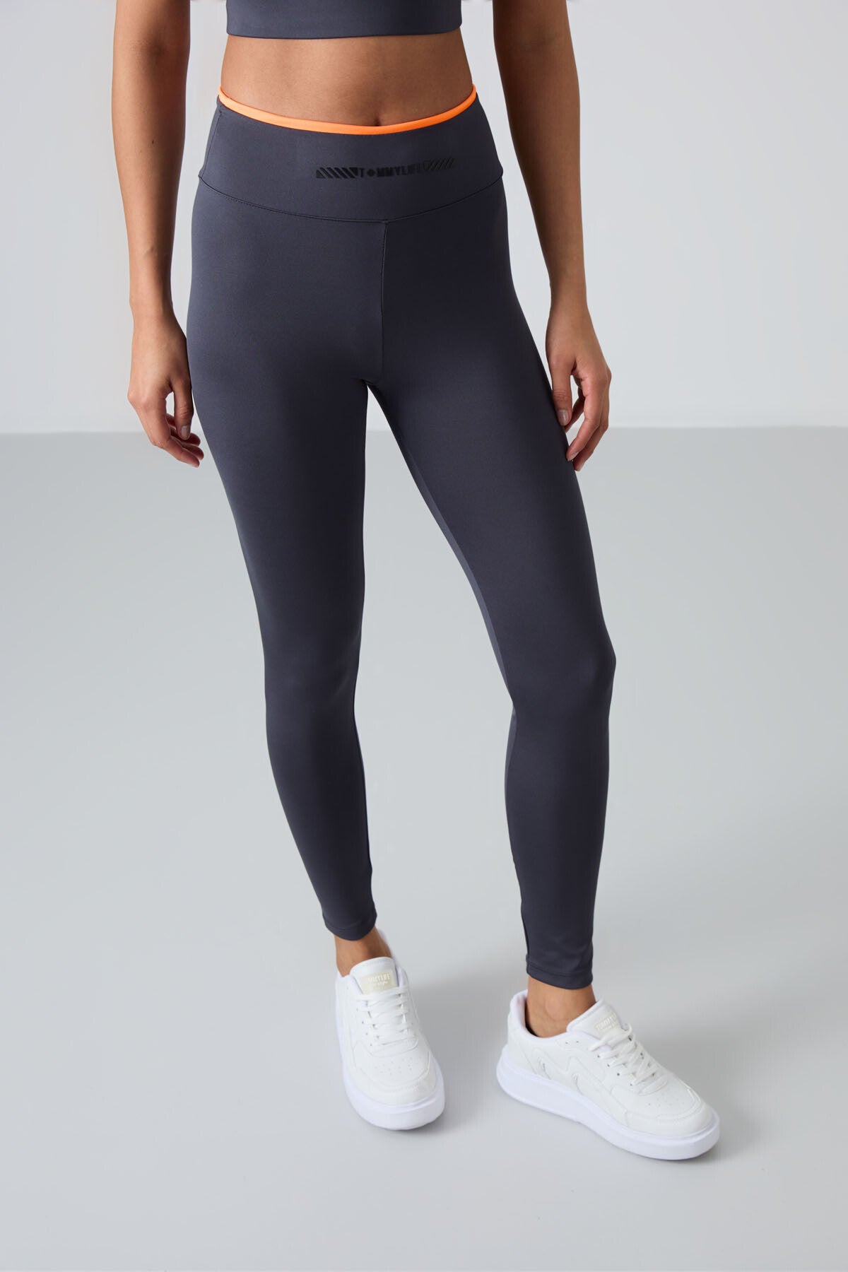 Antrasit Esnek Standart Fit Performans Kadın Tayt Takım - 95333