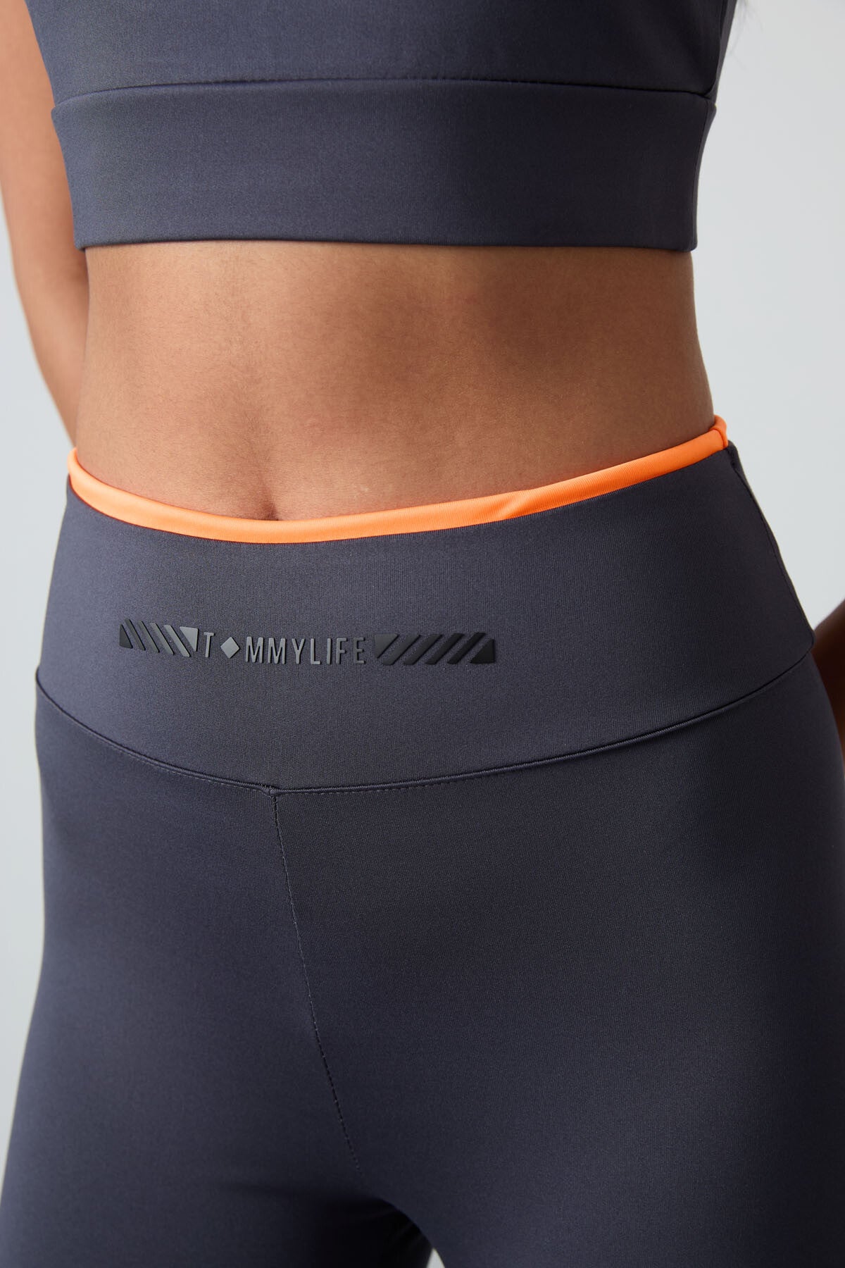 Antrasit Esnek Standart Fit Performans Kadın Tayt Takım - 95333