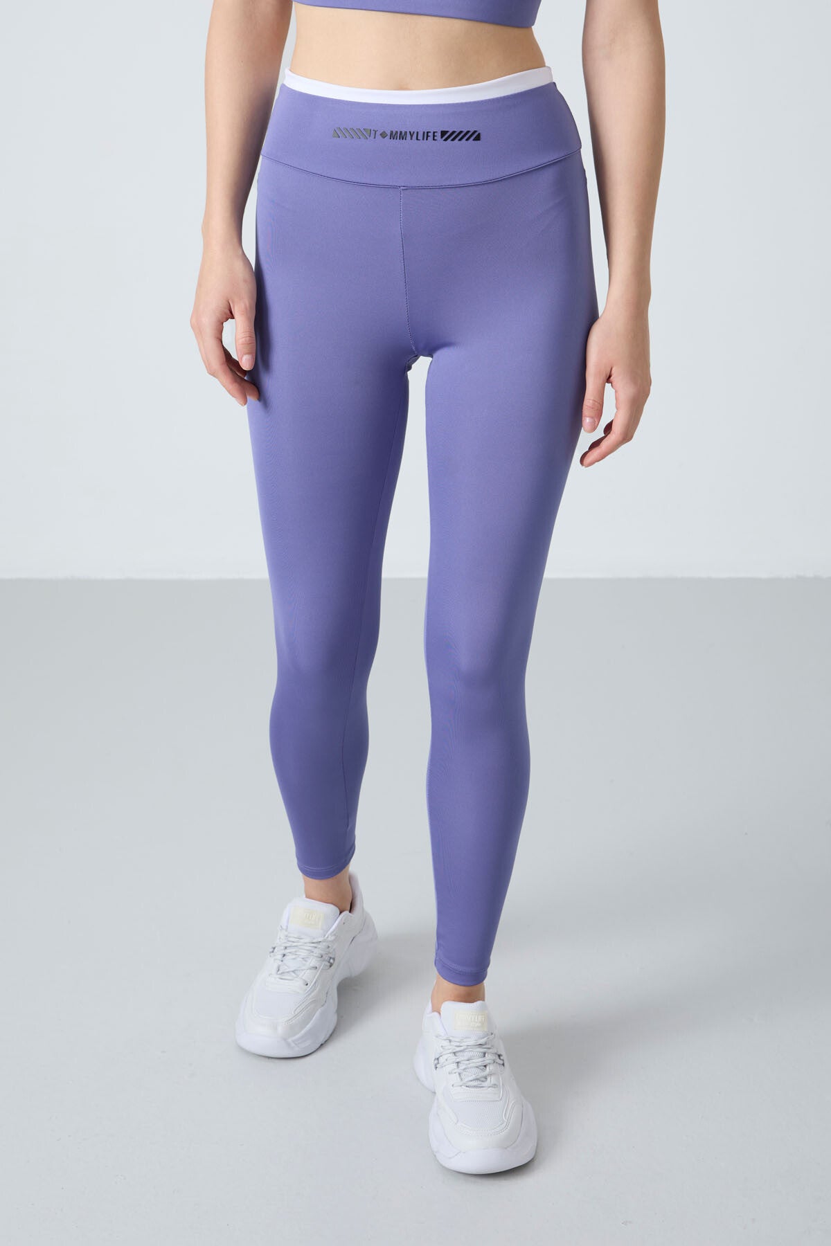 Eflatun Esnek Standart Fit Performans Kadın Tayt Takım - 95333