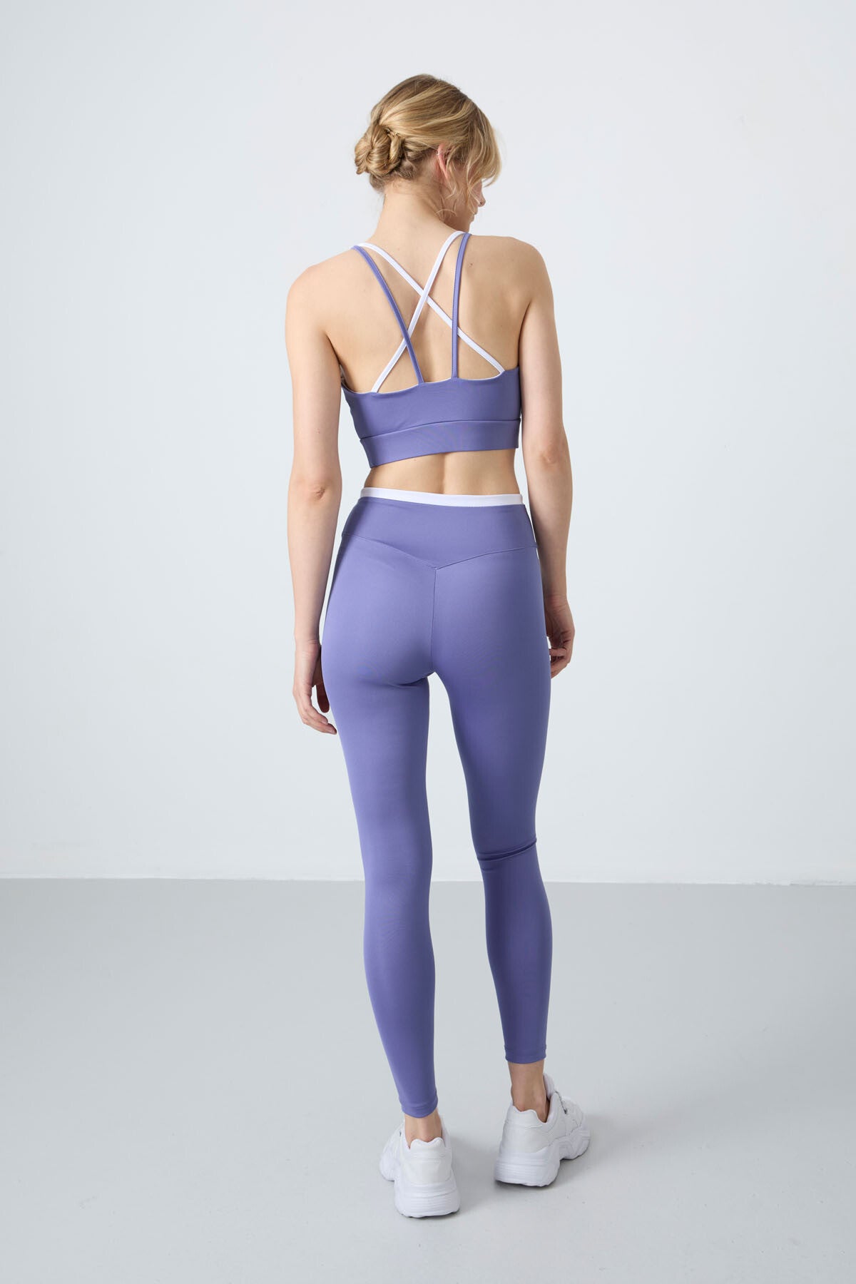 Eflatun Esnek Standart Fit Performans Kadın Tayt Takım - 95333