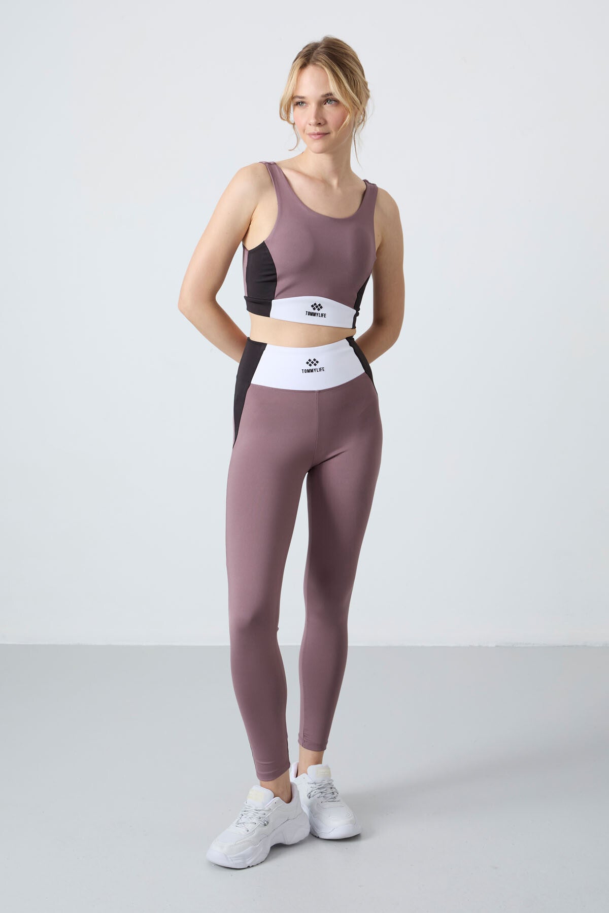 Gül Kurusu Esnek Standart Fit Performans Kadın Tayt Takım - 95334