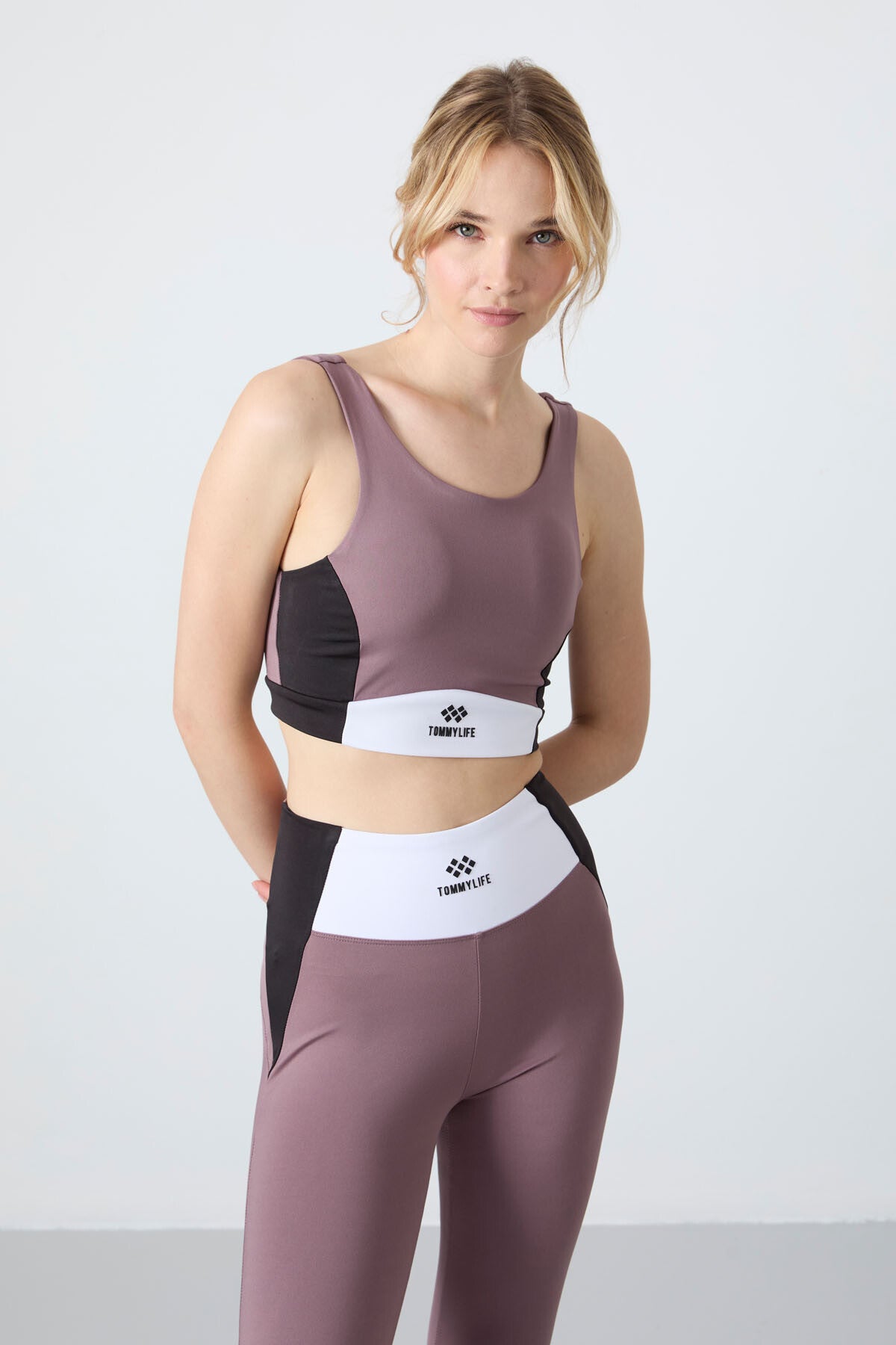 Gül Kurusu Esnek Standart Fit Performans Kadın Tayt Takım - 95334