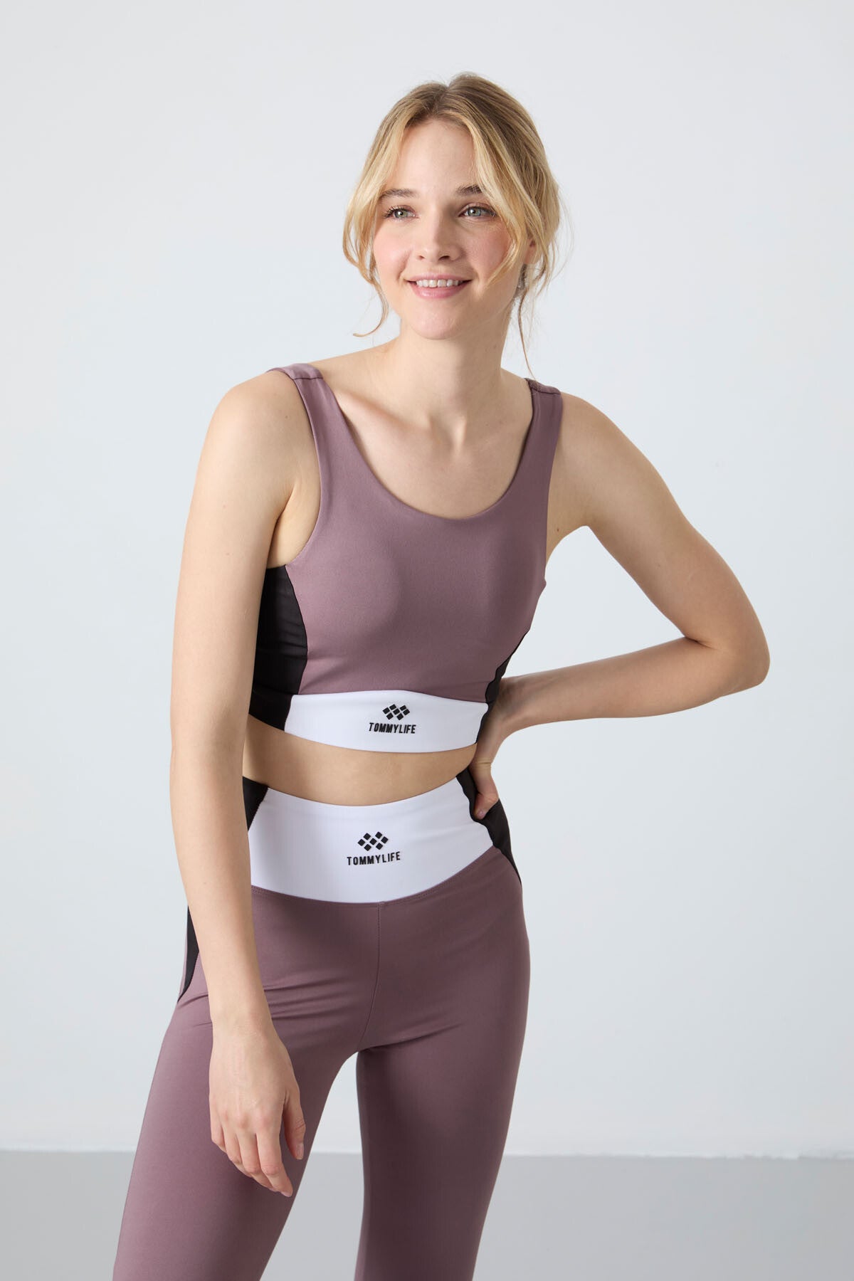 Gül Kurusu Esnek Standart Fit Performans Kadın Tayt Takım - 95334