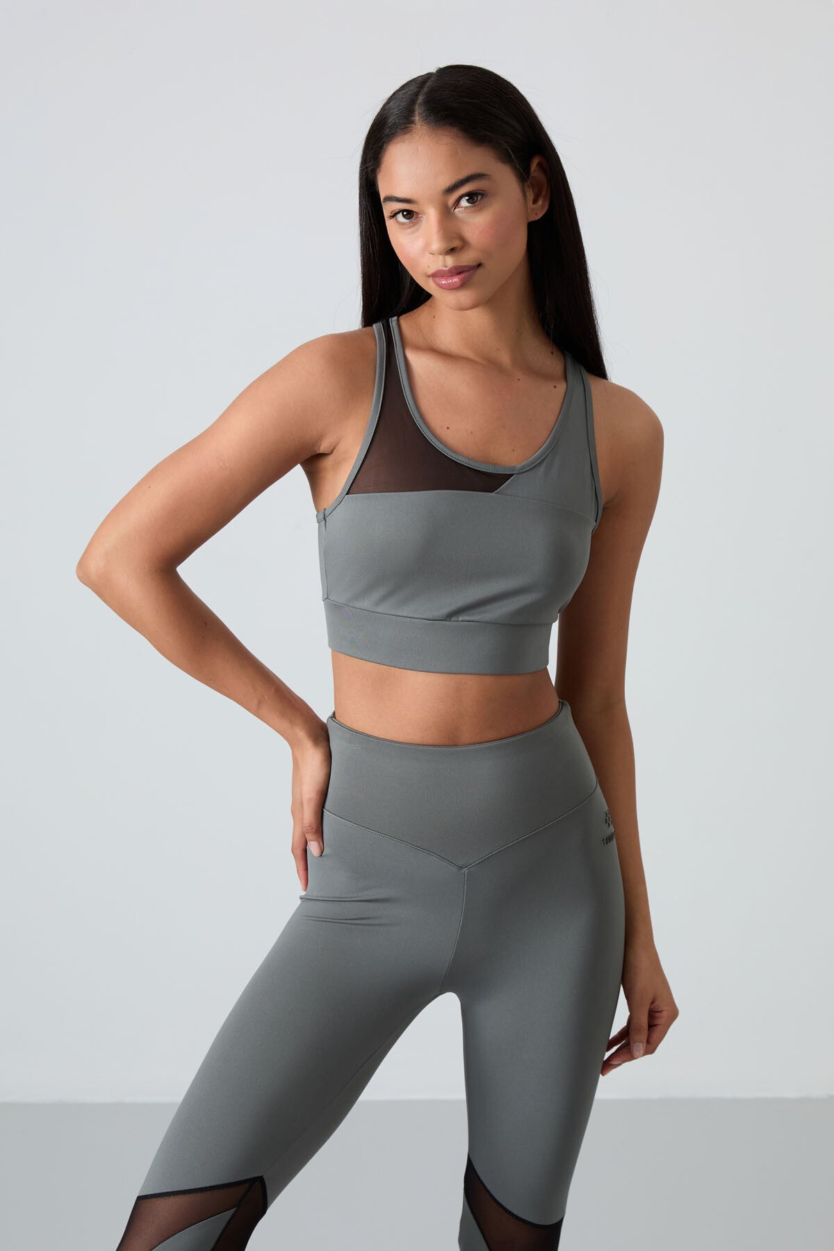 Haki Esnek Standart Fit Performans Kadın Tayt Takım - 95331