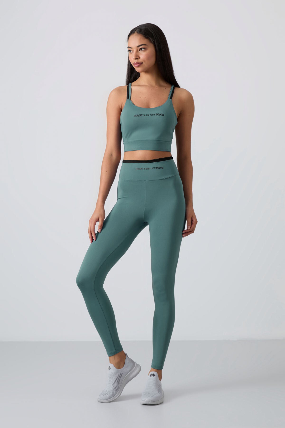 Mint Yeşili Esnek Standart Fit Performans Kadın Tayt Takım - 95333