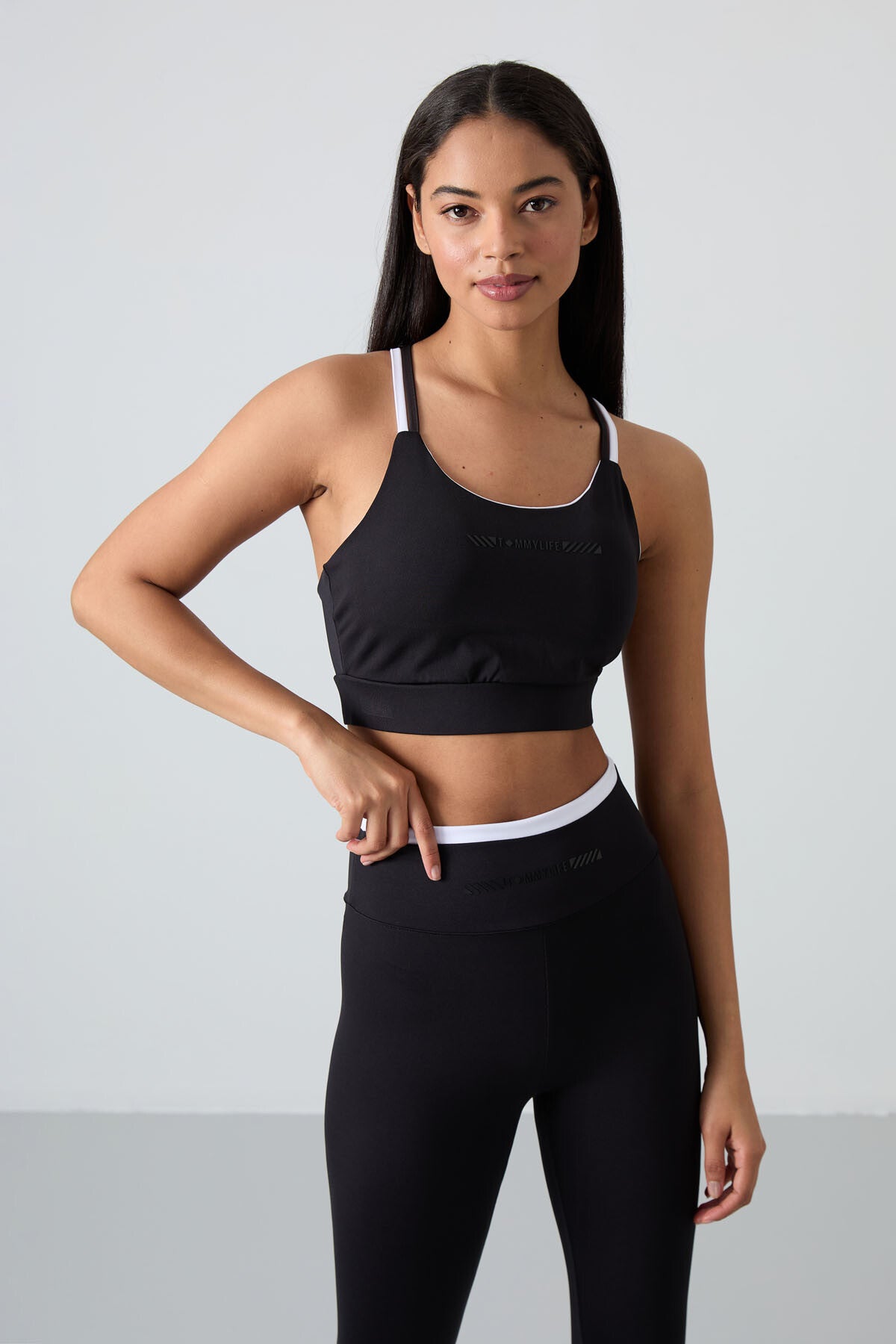 Siyah Esnek Standart Fit Performans Kadın Tayt Takım - 95333