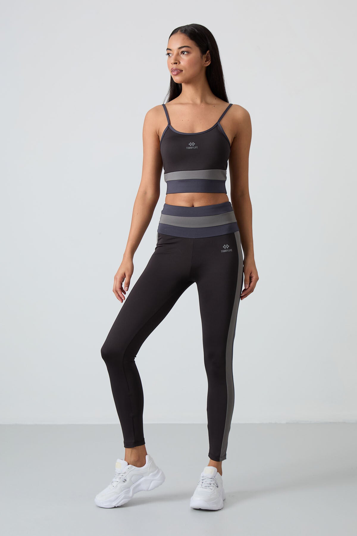 Siyah Esnek Standart Fit Performans Kadın Tayt Takım - 95335