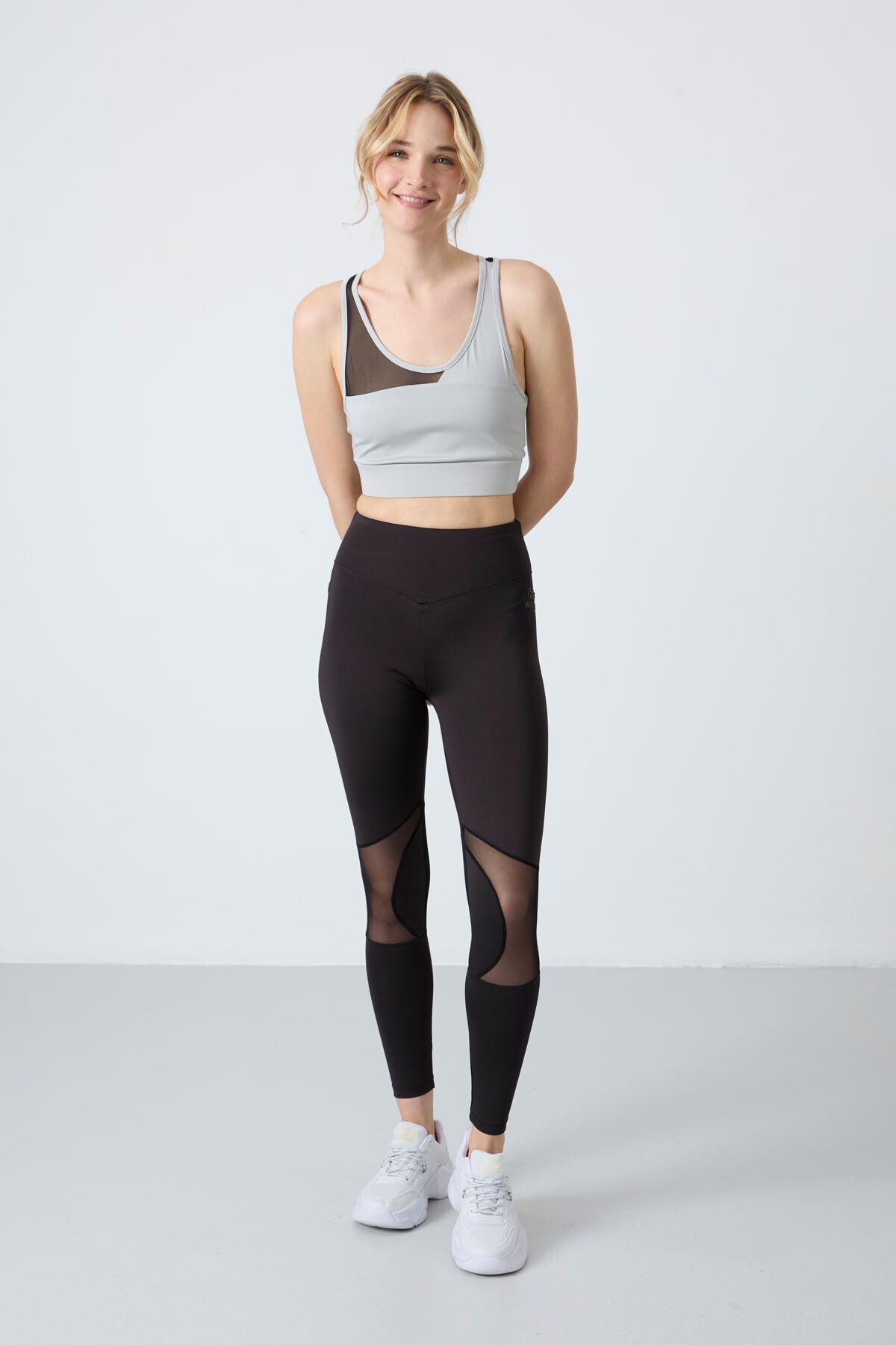 Taş - Siyah Esnek Standart Fit Performans Kadın Tayt Takım - 95331