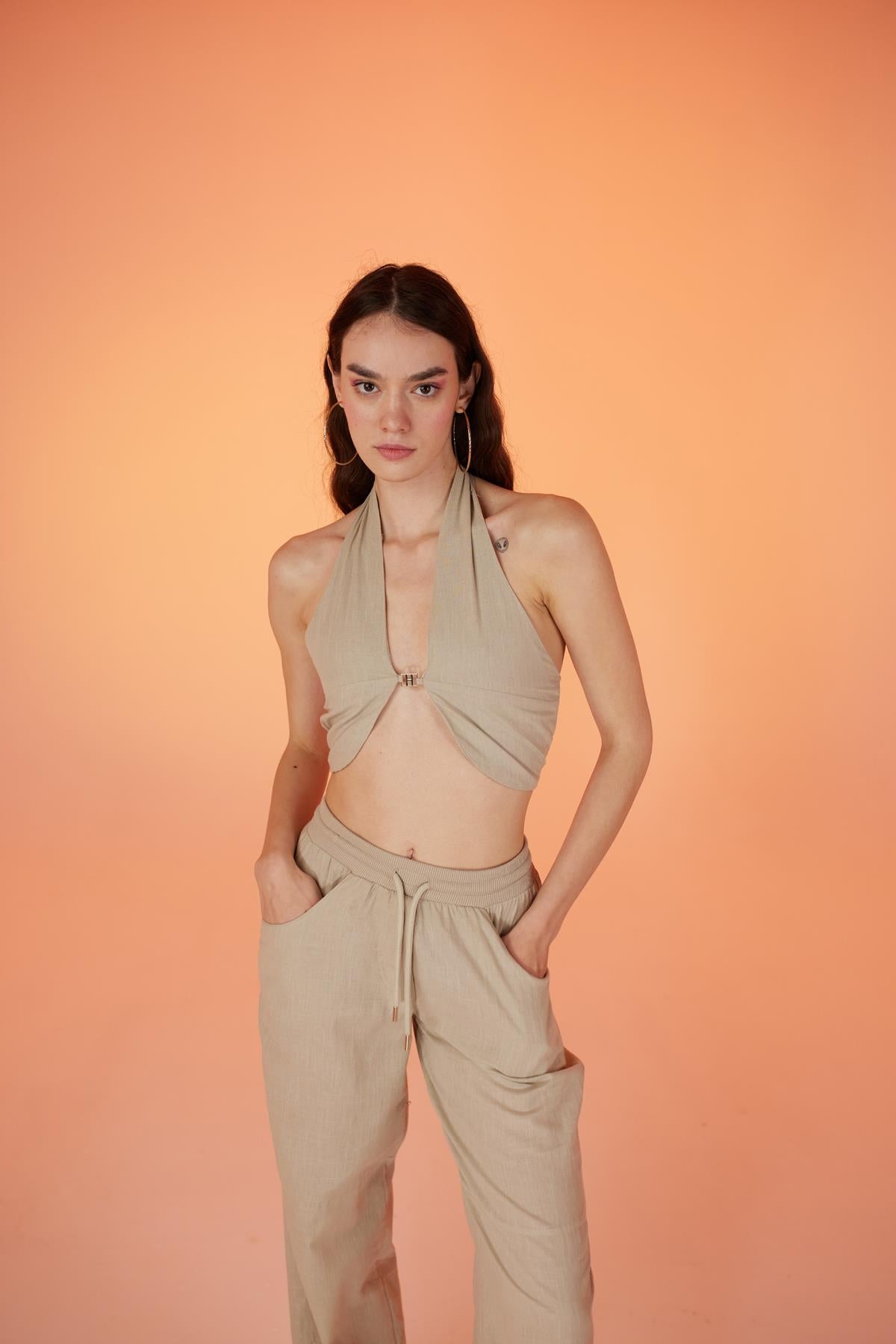 Rise Aksesuarlı Bluz Bej