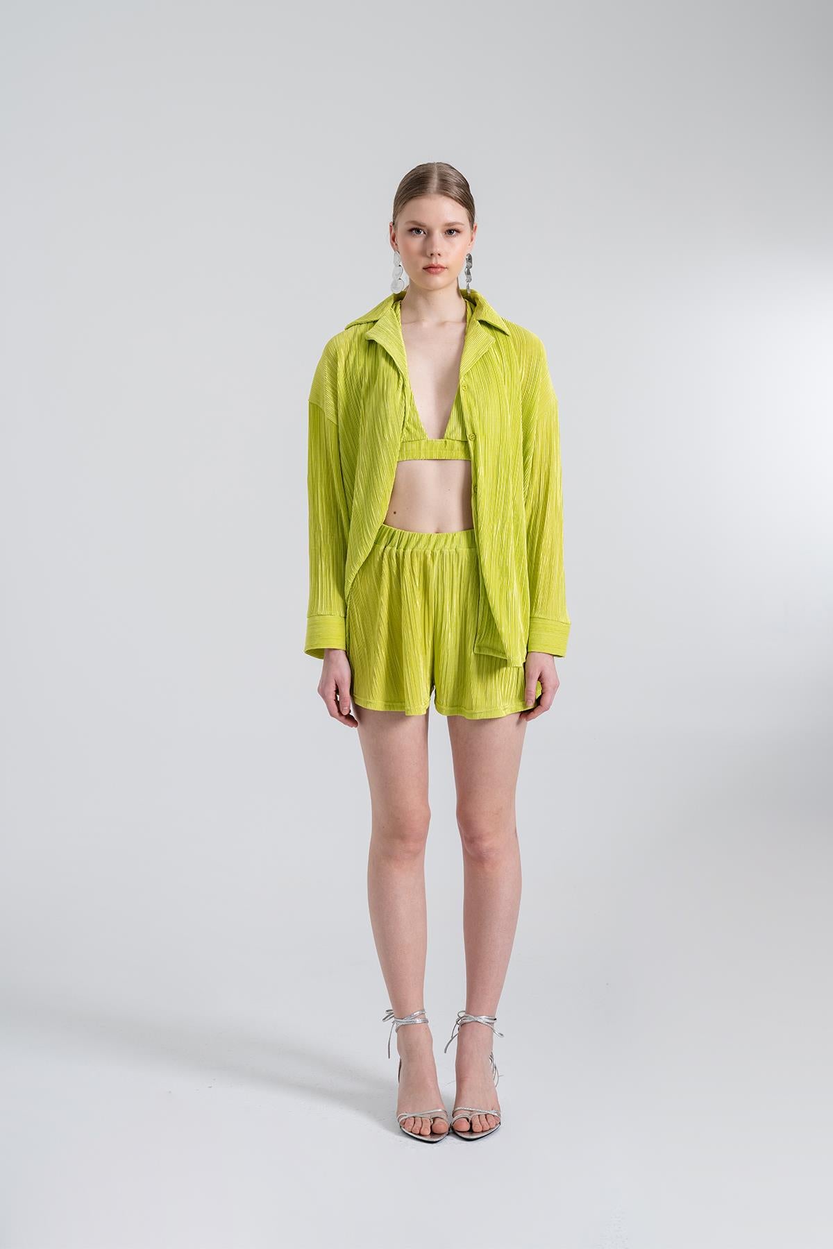 Oversize Düğme Kapamalı Comfy Oversize Gömlek Yeşil