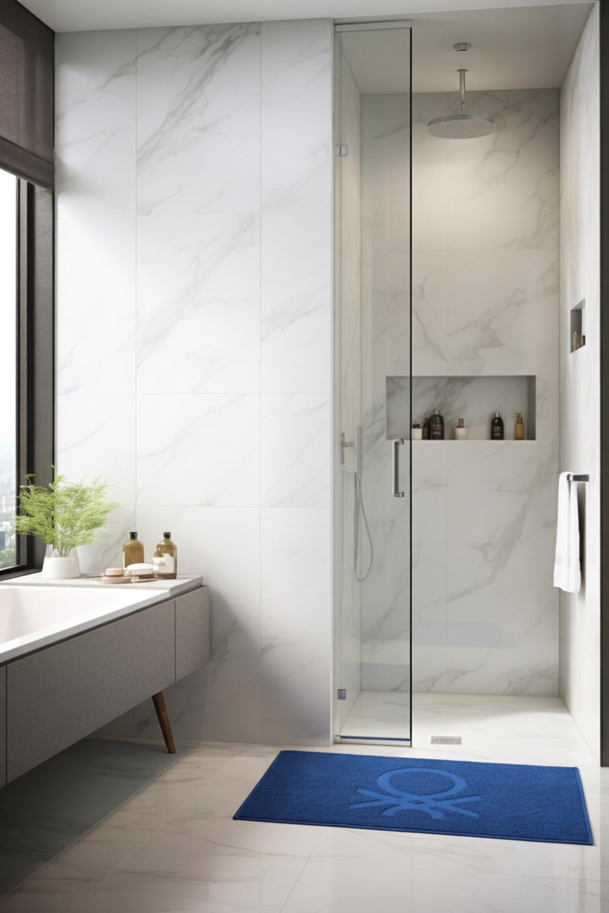 Be-0785-Bl %100 Pamuk Mavi 50X80 Cm Banyo Paspas Havlu