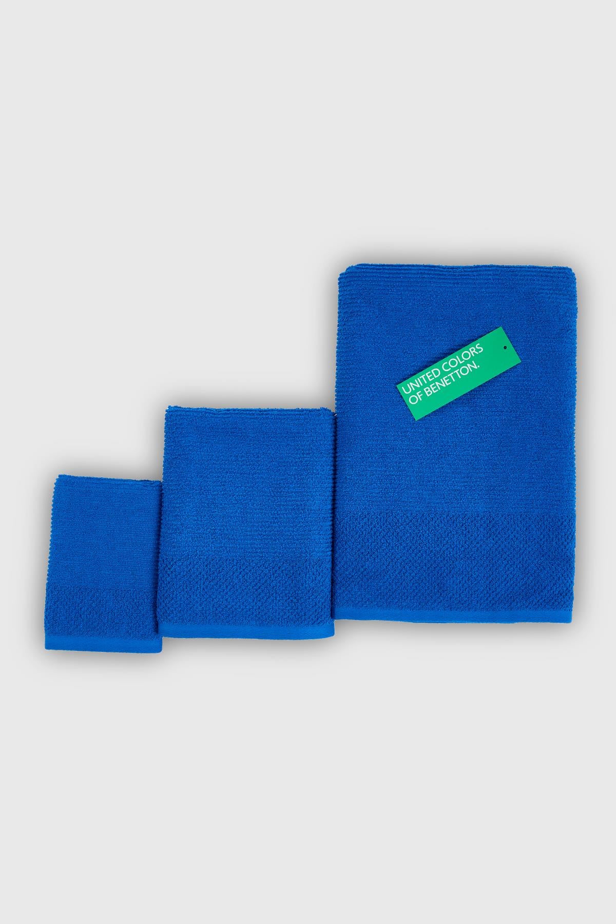 Be-0829St- Bl %100 Pamuk Mavi 3 Lü Set, 30X50 Cm, 50X90 Cm, 70X140 Cm Havlu Seti