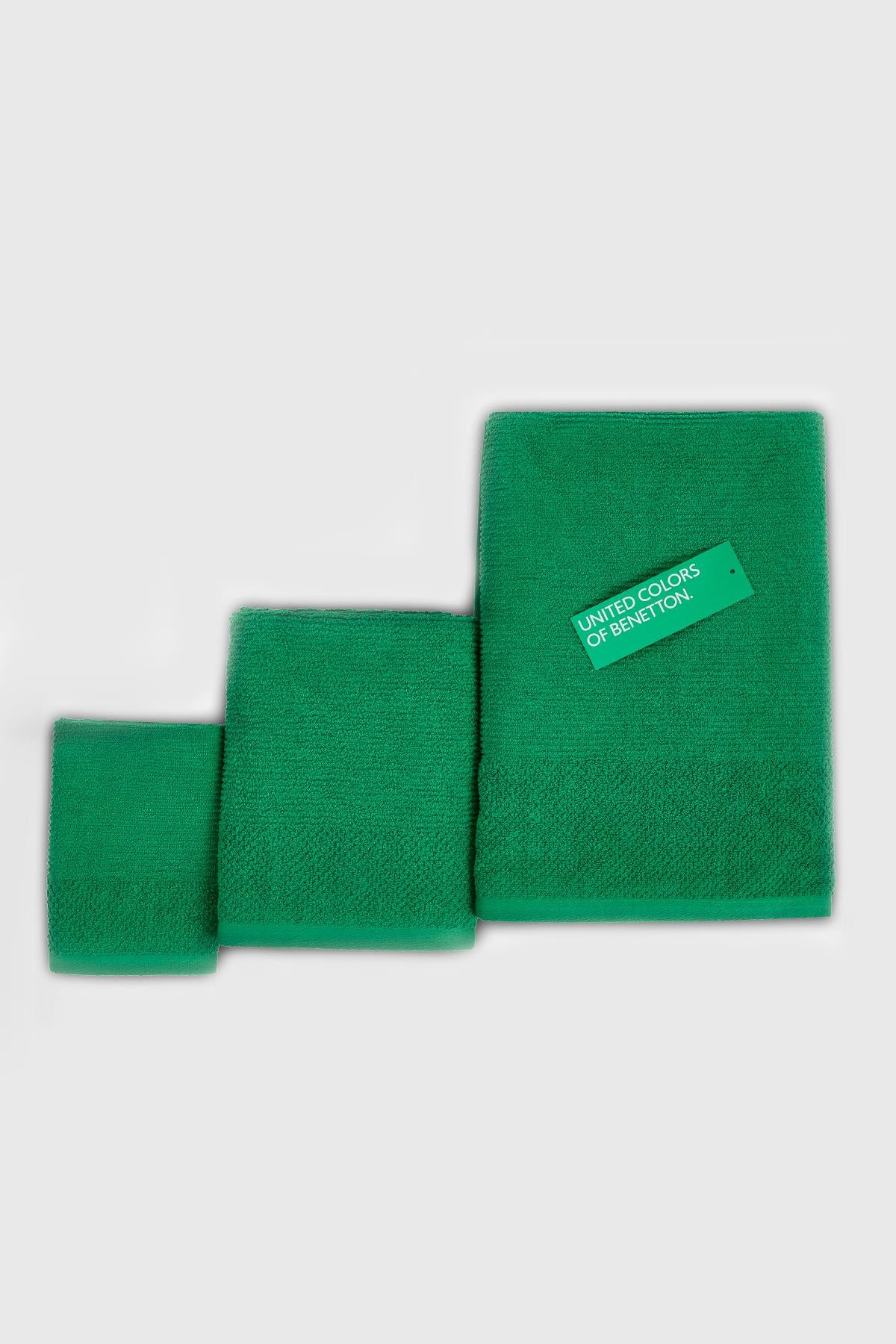 Be-0829St-Gr %100 Pamuk Yeşil 3 Lü Set, 30X50 Cm, 50X90 Cm, 70X140 Cm Havlu Seti