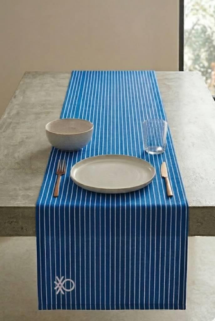 Be-28458-Bl %100 Pamuk Mavi Çizgili 40*140 Cm Runner