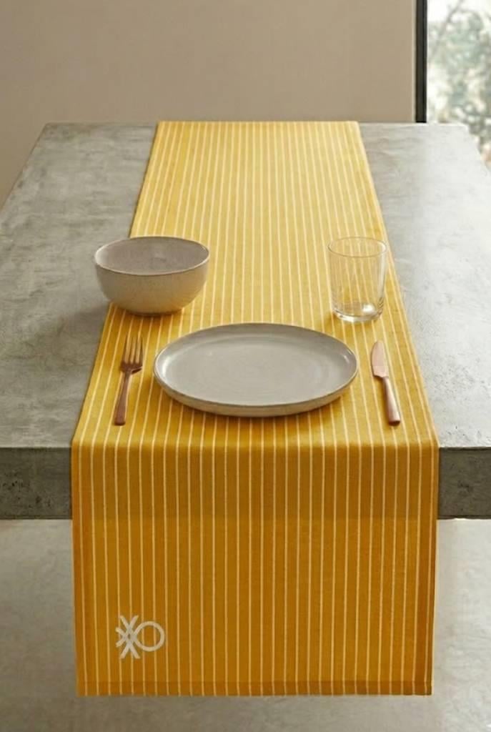 Be-28458-Ye %100 Pamuk Sarı Çizgili 40*140 Cm Runner