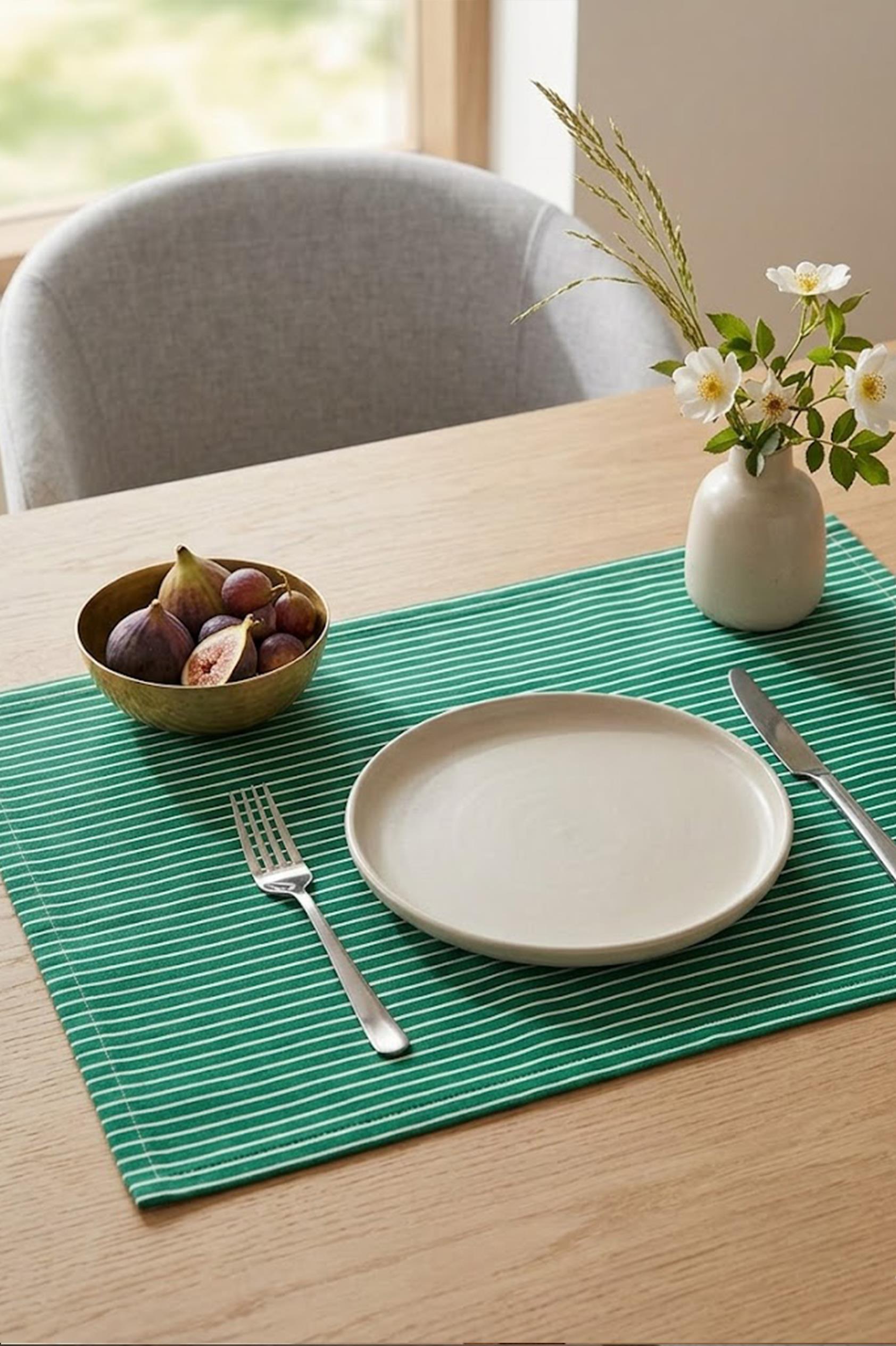 Be-28460-Gr Yeşil Amerikan Servis Çizgili 4 Lü 33,50 Cm