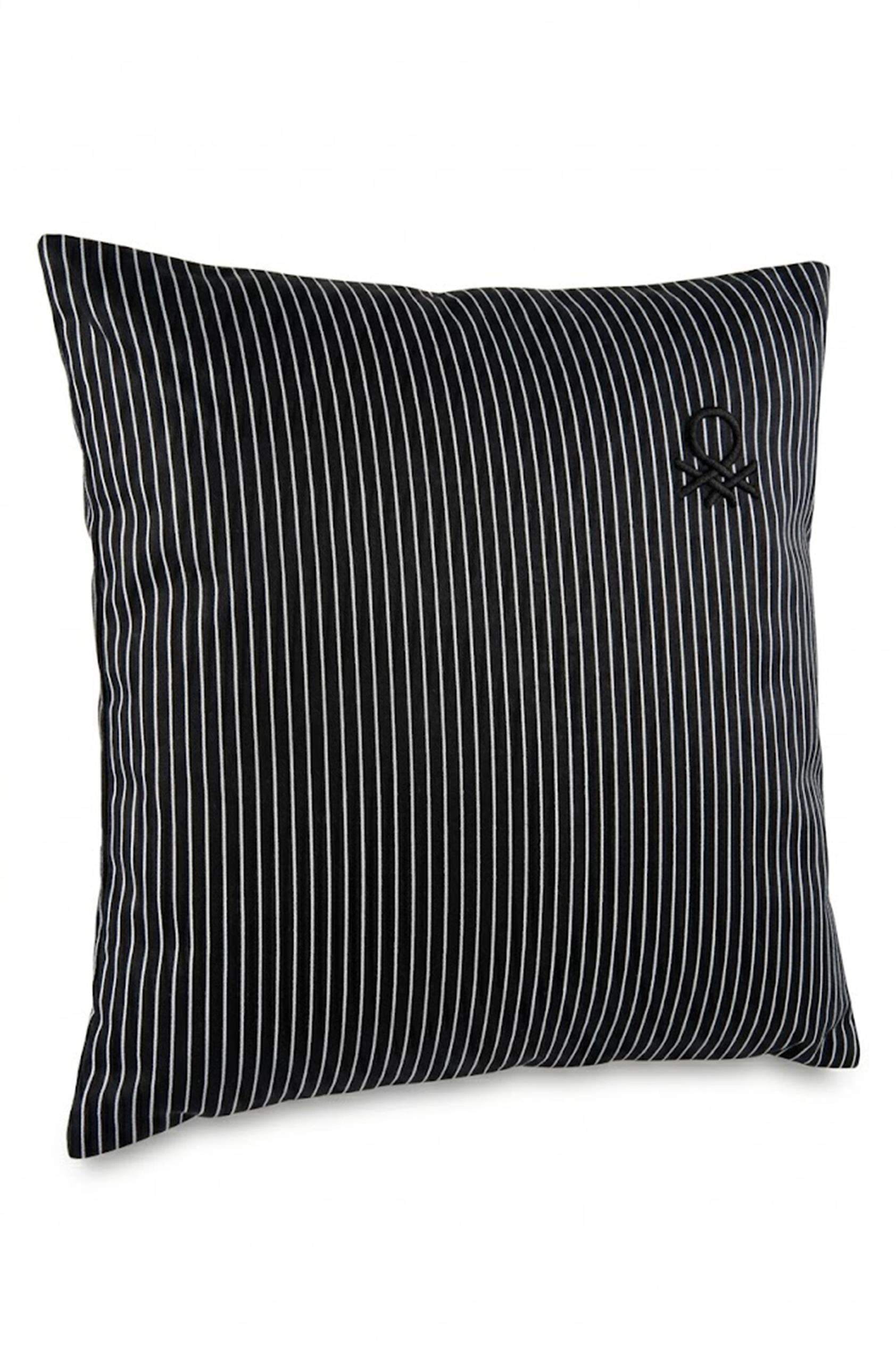 Be-28464-Bk 100% Pamuk 45*45 Cm Çizgili Kırlent Dolu Siyah Çizgili