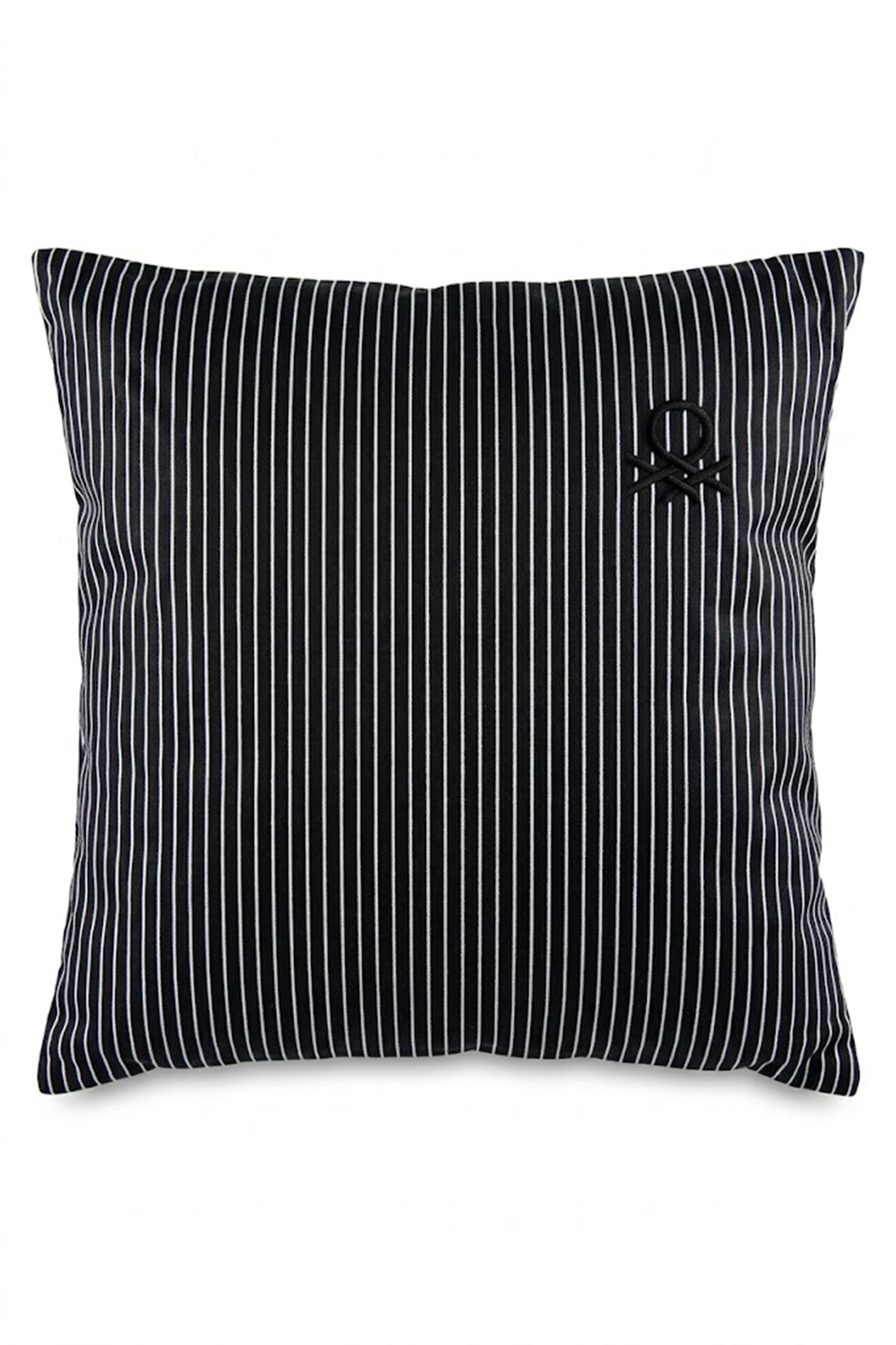 Be-28464-Bk 100% Pamuk 45*45 Cm Çizgili Kırlent Dolu Siyah Çizgili