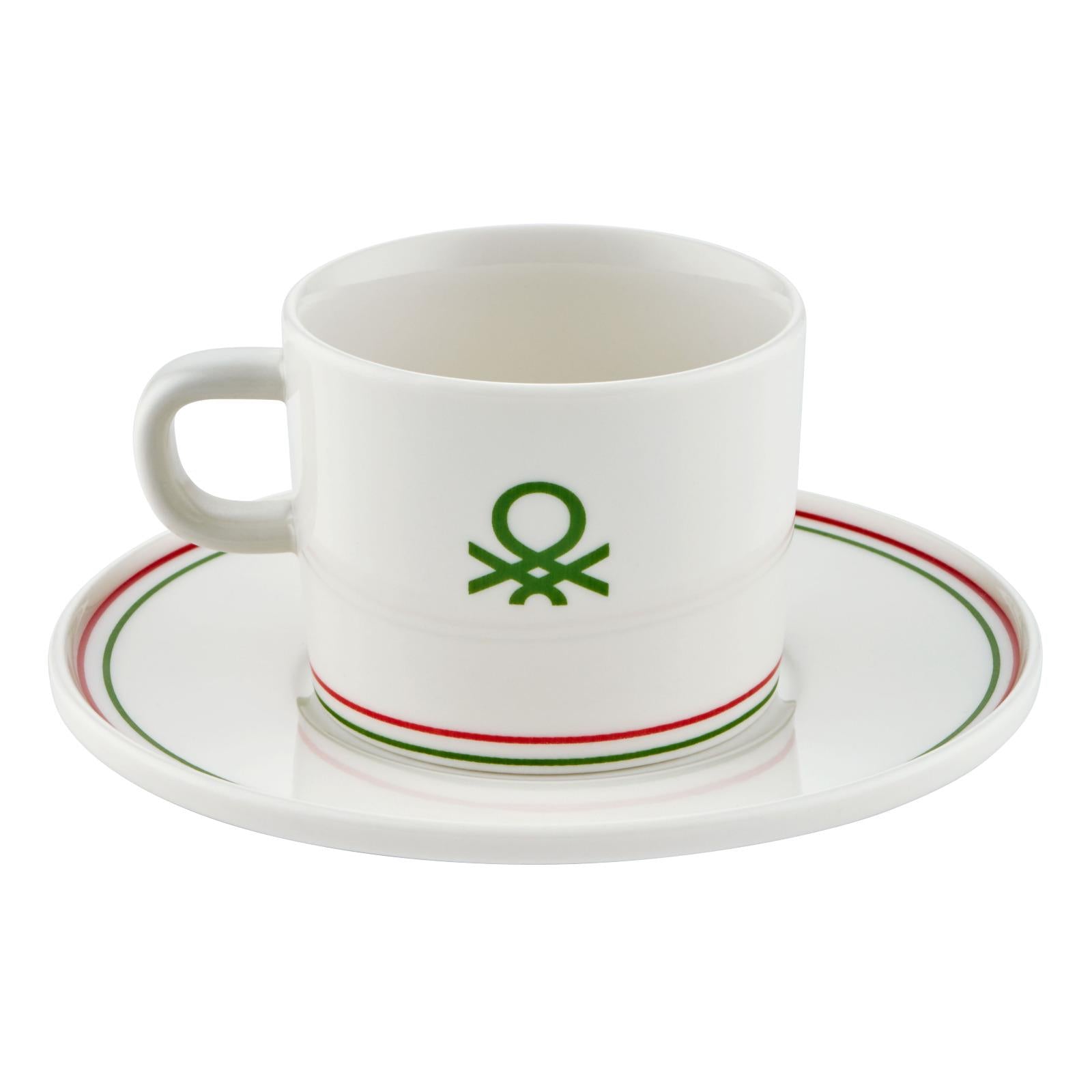 Benetton Seramik Çok Renkli 2 li Nescafe 4 Parça Fincanı Takımı