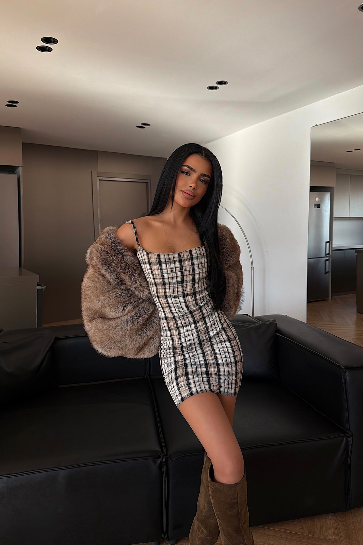 Bej Hazely Mini Elbise ATE-4256