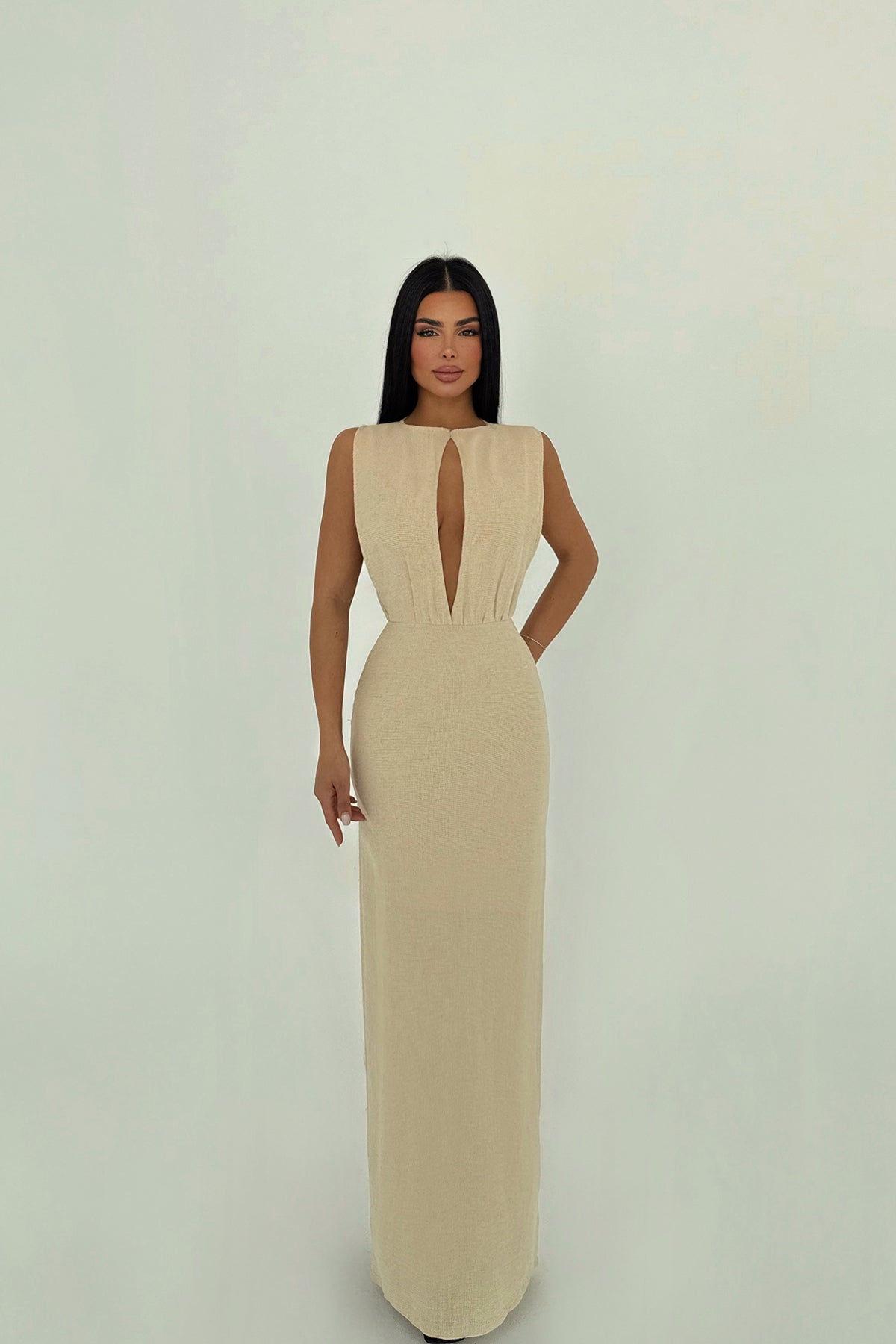 Bej Himari Elbise ATE-1650