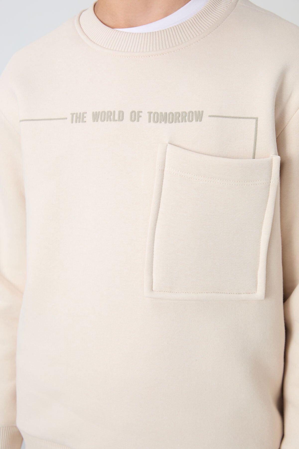 Bej Pamuklu Kalın İçi Tüylü Yumuşak Dokulu Standart Fit Baskılı Erkek Çocuk Eşofman Takım - 11257