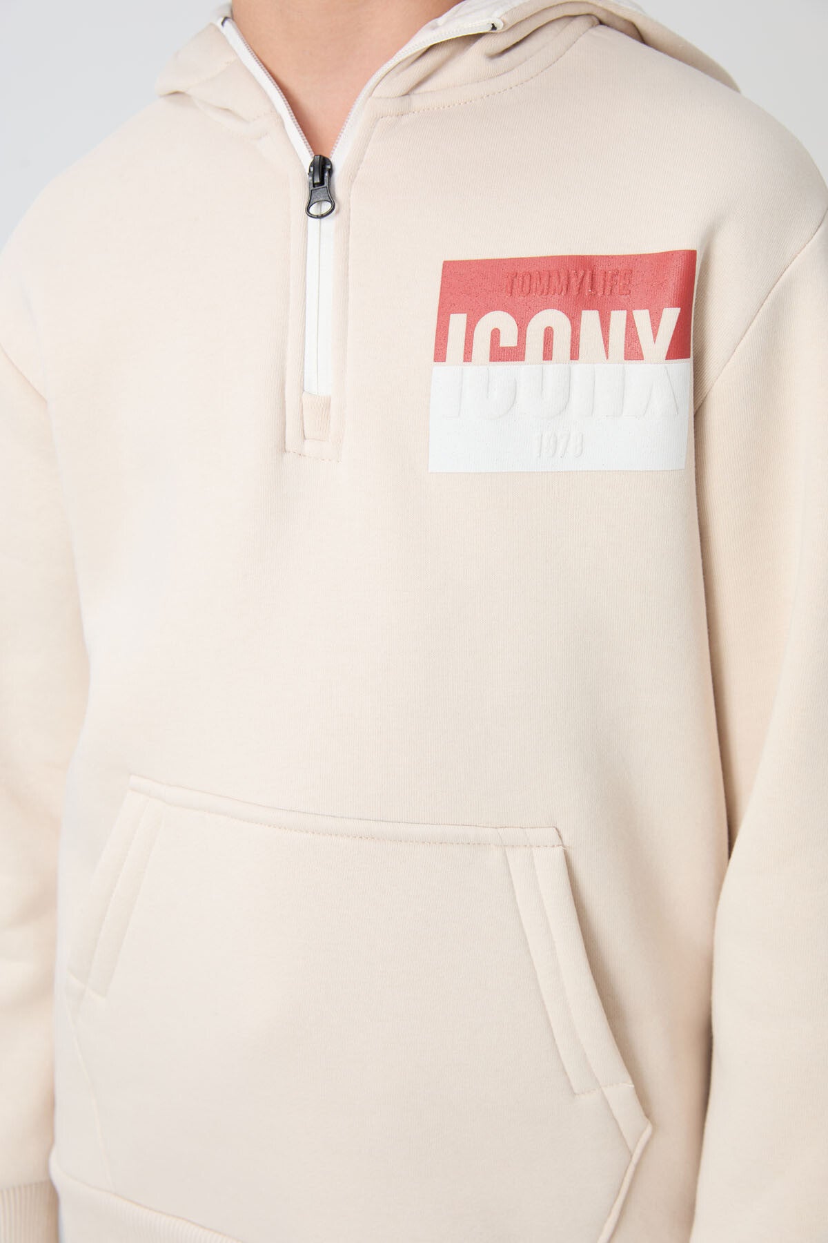 Bej Pamuklu Kalın İçi Tüylü Yumuşak Dokulu Standart Fit Baskılı Erkek Çocuk Eşofman Takım - 11246