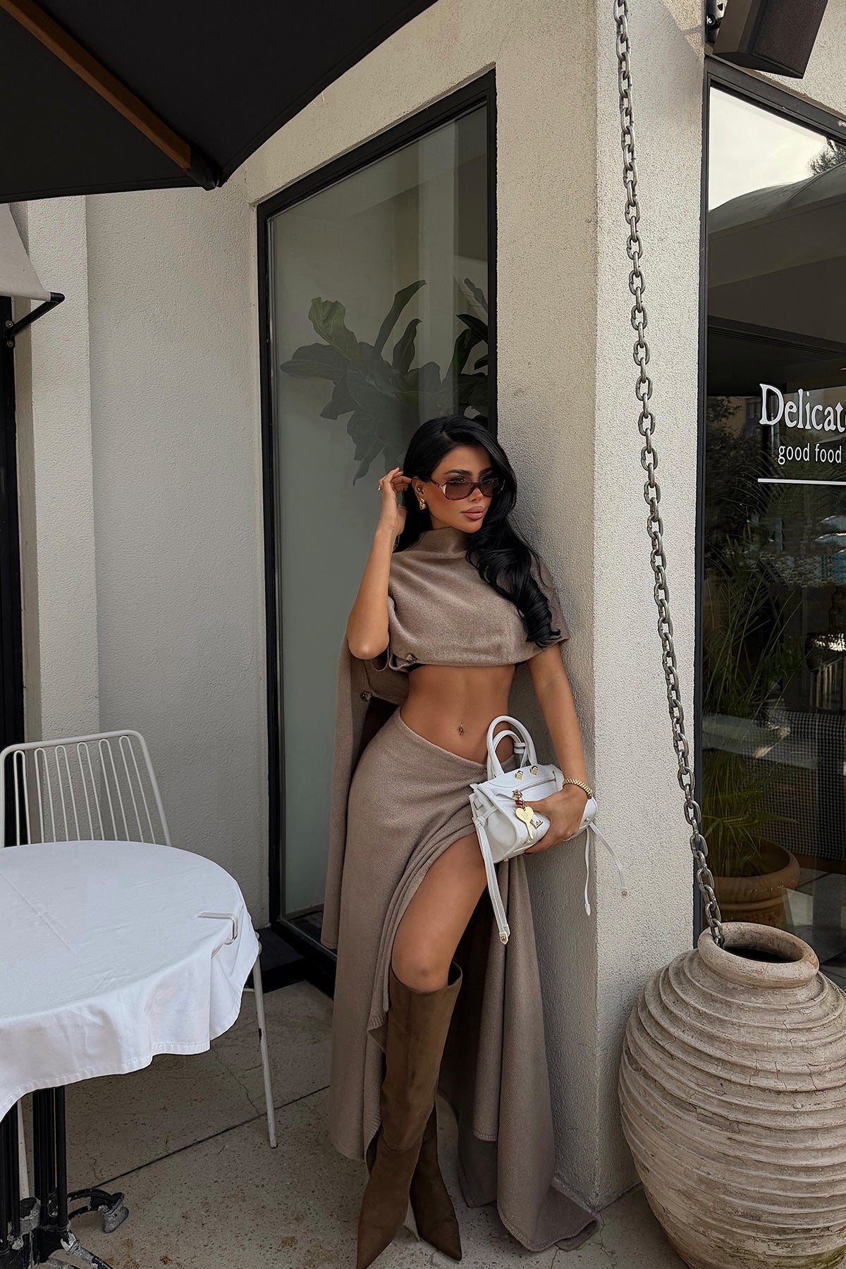 Bej Suzette triko takım ATE-4397