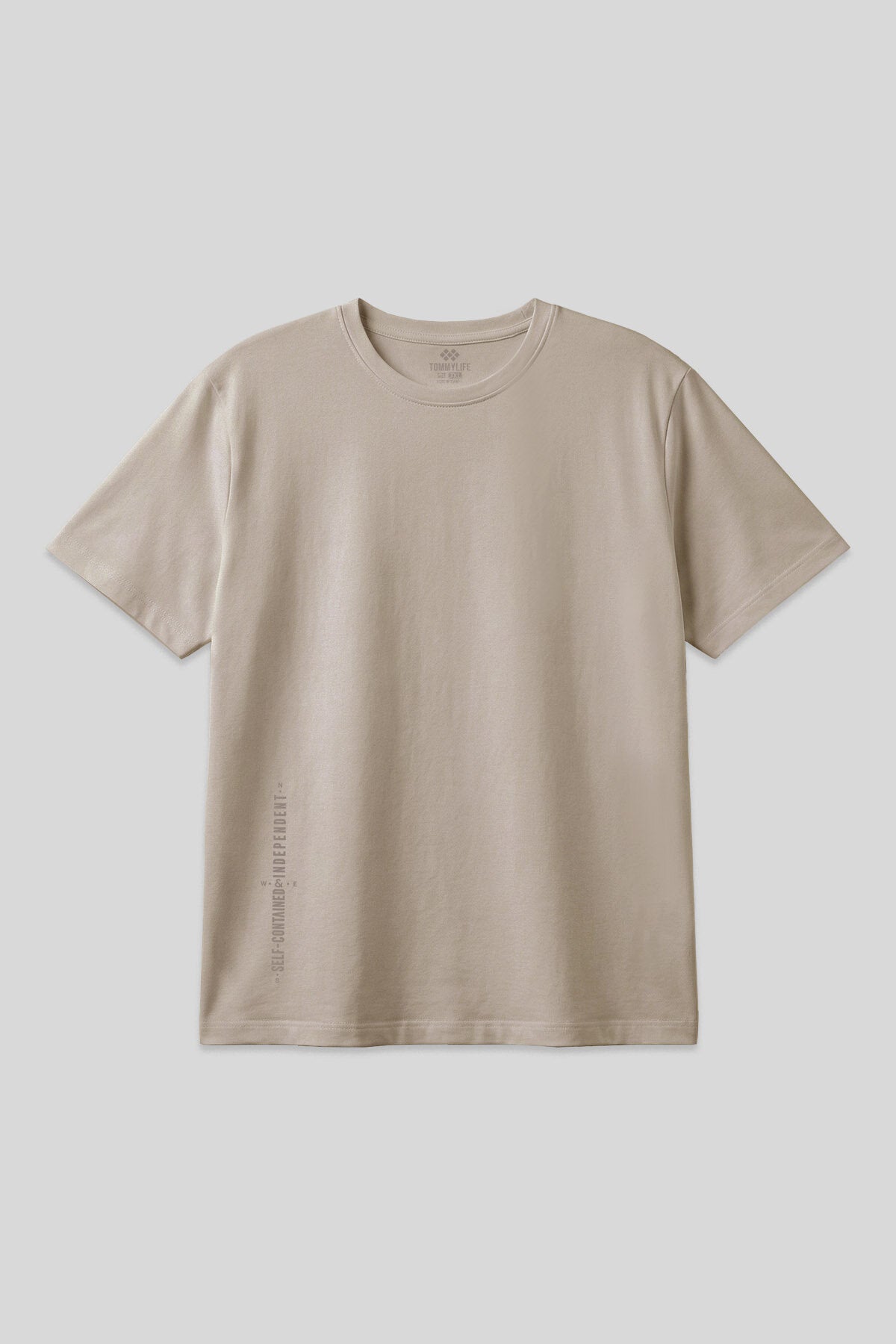 Bej Baskılı O Yaka Rahat Form Battal Büyük Beden Erkek T-Shirt - 88472