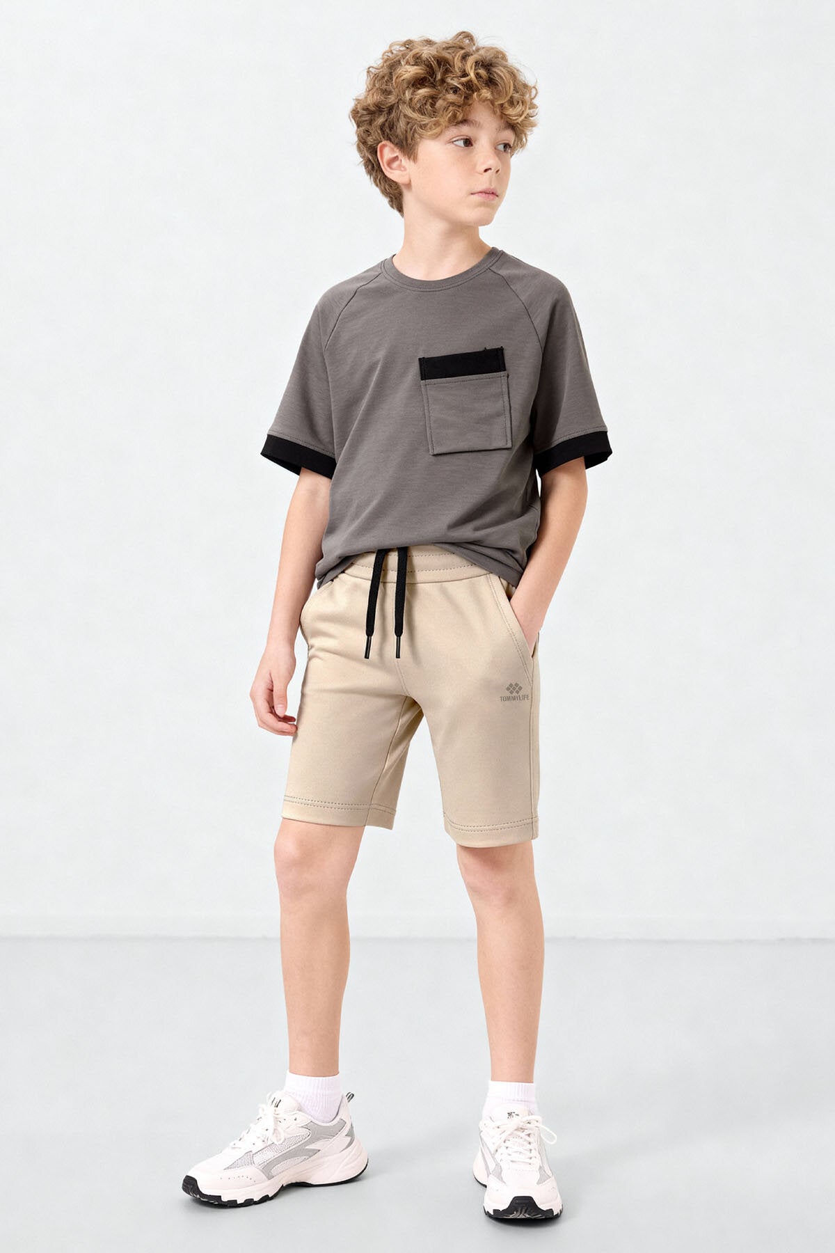 Bej Standart Fit Basic Performans Erkek Çocuk Şort - 11303